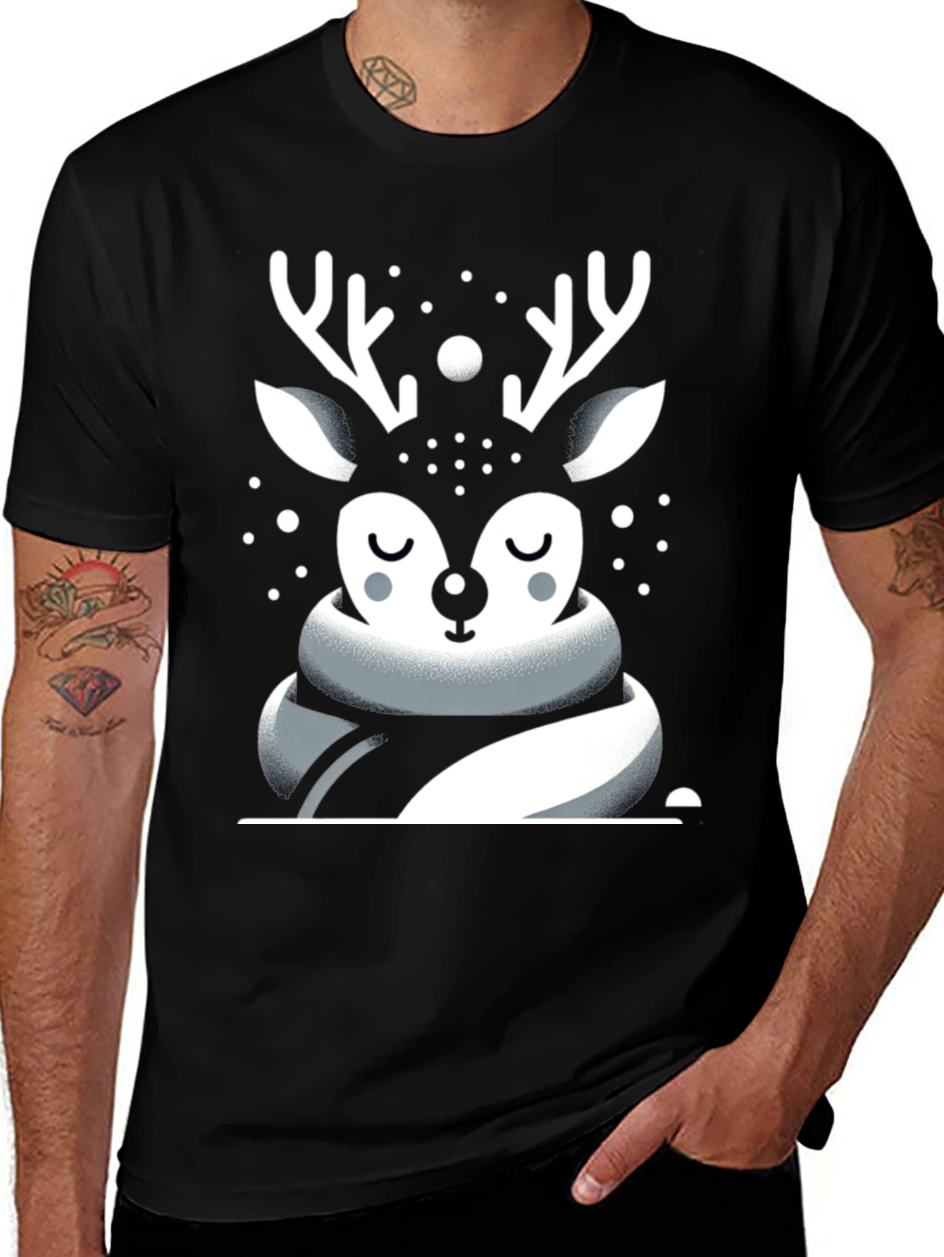 Festive Deer Graphic Tee - Holiday Season