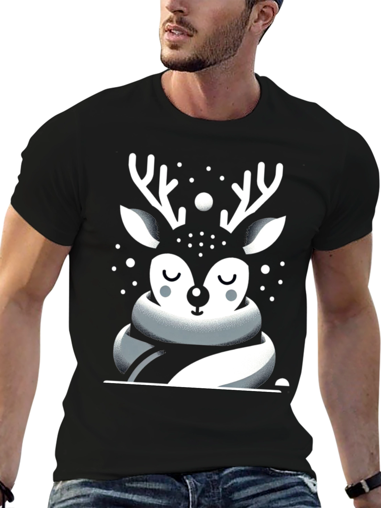 Festive Deer Graphic Tee - Holiday Season