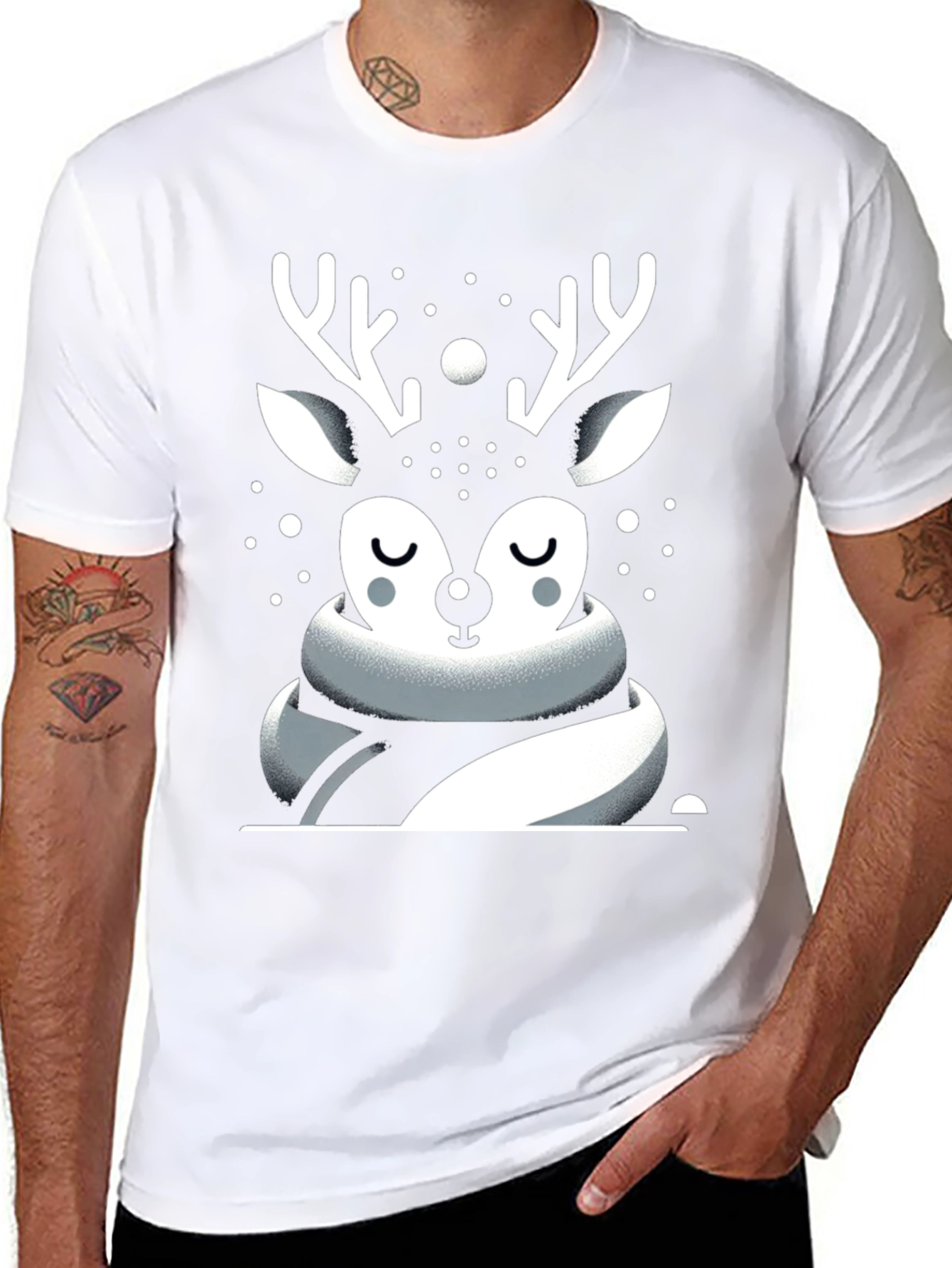 Festive Deer Graphic Tee - Holiday Season