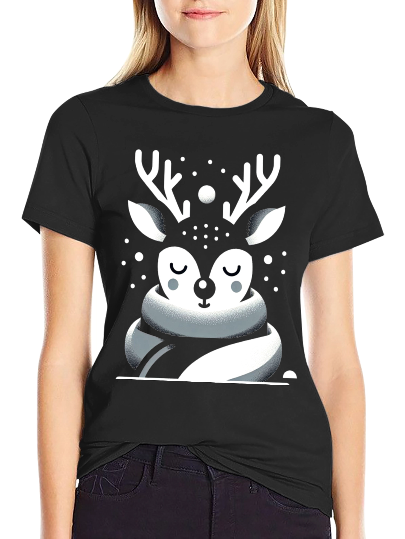 Festive Deer Graphic Tee - Holiday Season