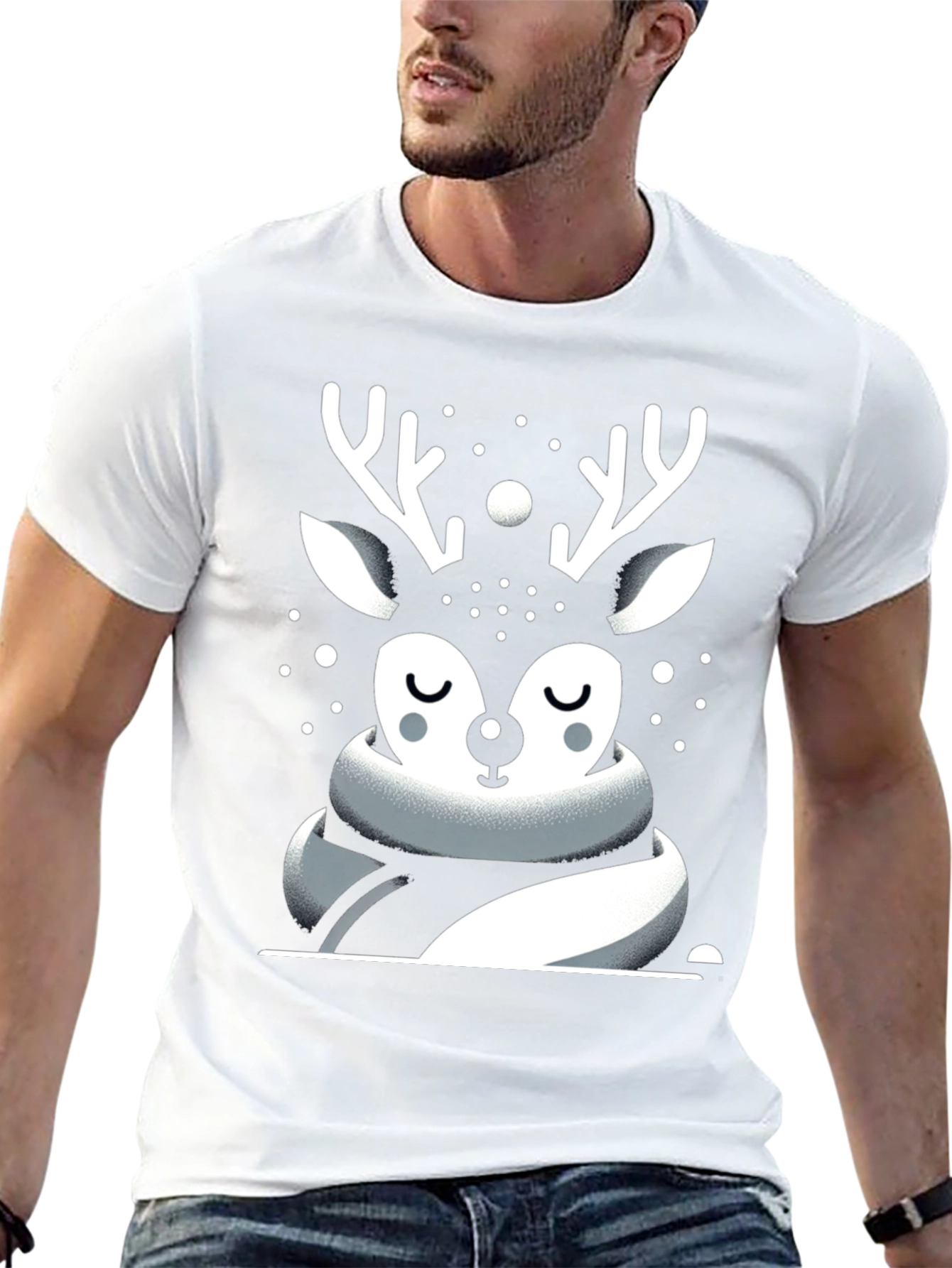 Festive Deer Graphic Tee - Holiday Season