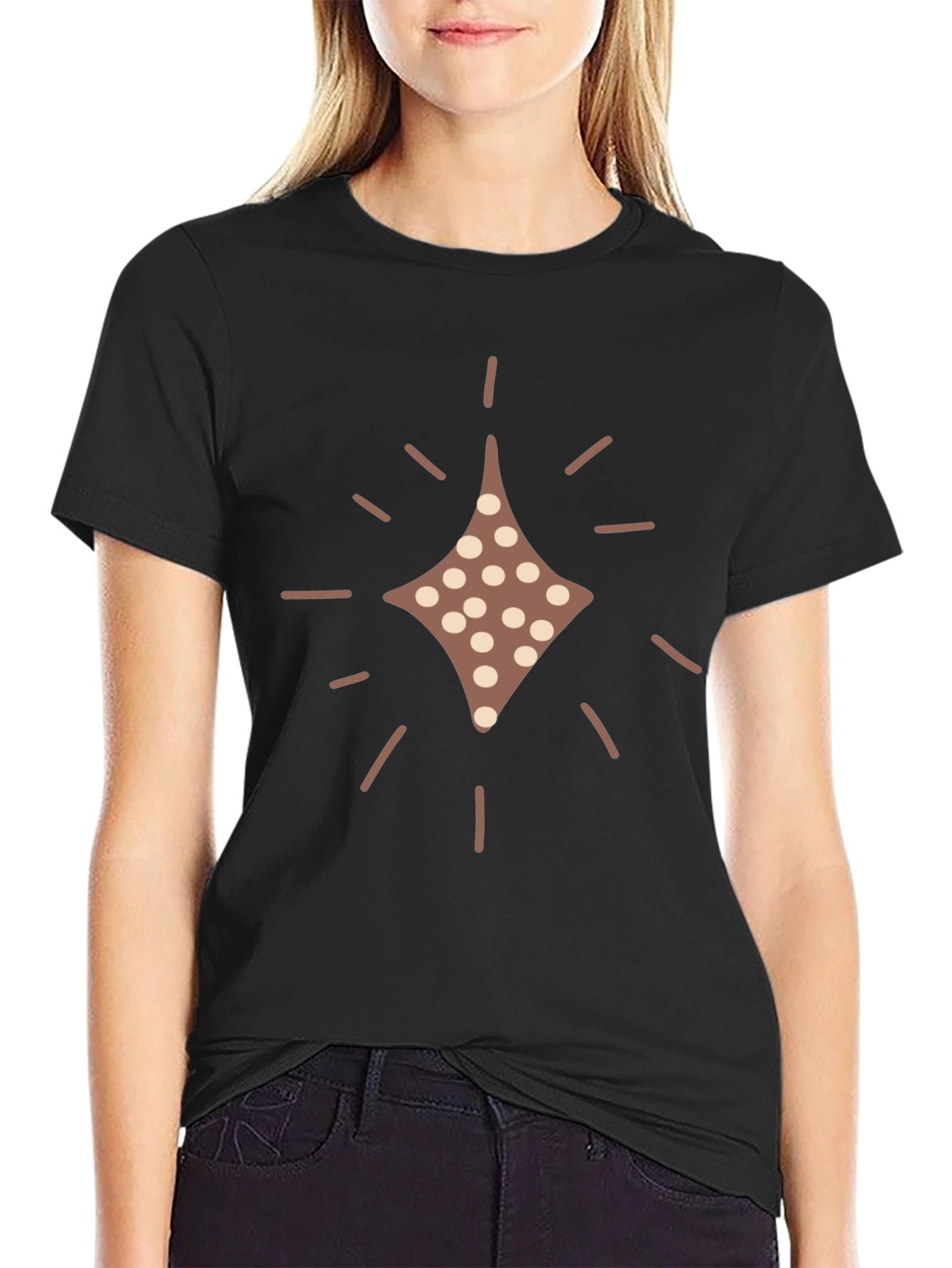 Stylish Black Tee with Diamond Dot Design