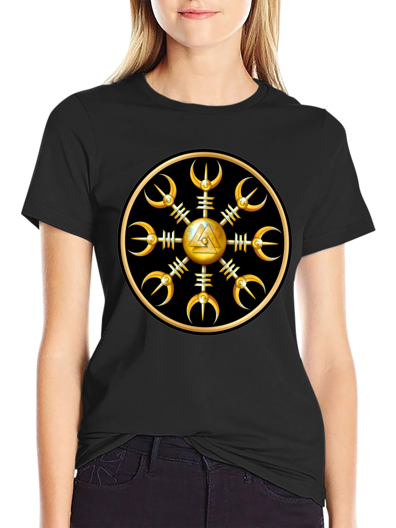Helm of Awe Viking Symbol Black T-Shirt