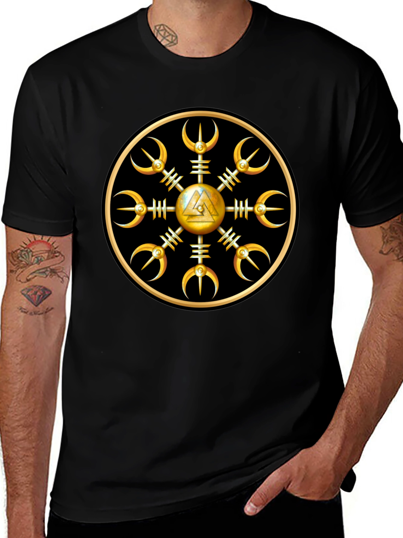 Helm of Awe Viking Symbol Black T-Shirt
