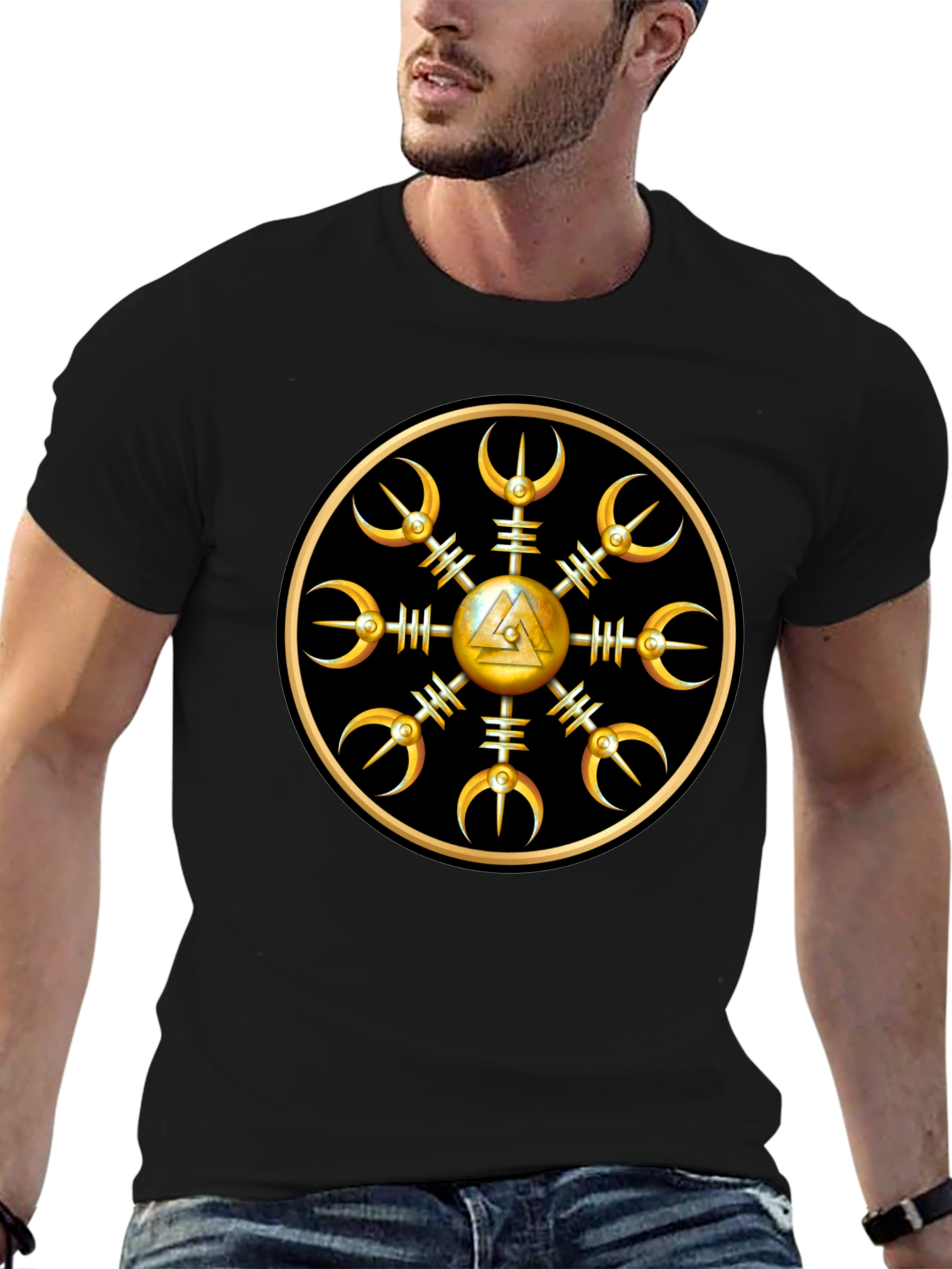 Helm of Awe Viking Symbol Black T-Shirt