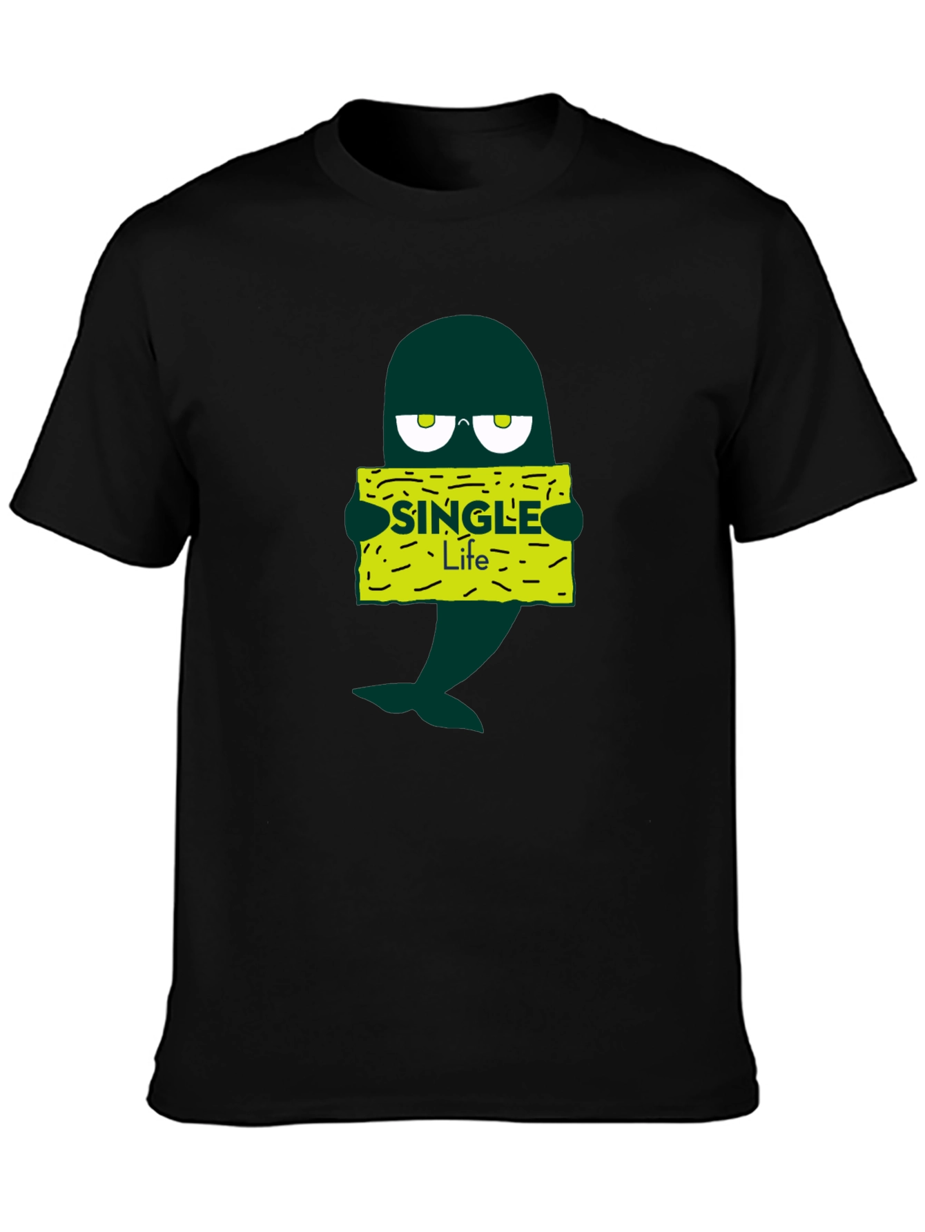 Single Life Cartoon T-Shirt - Black