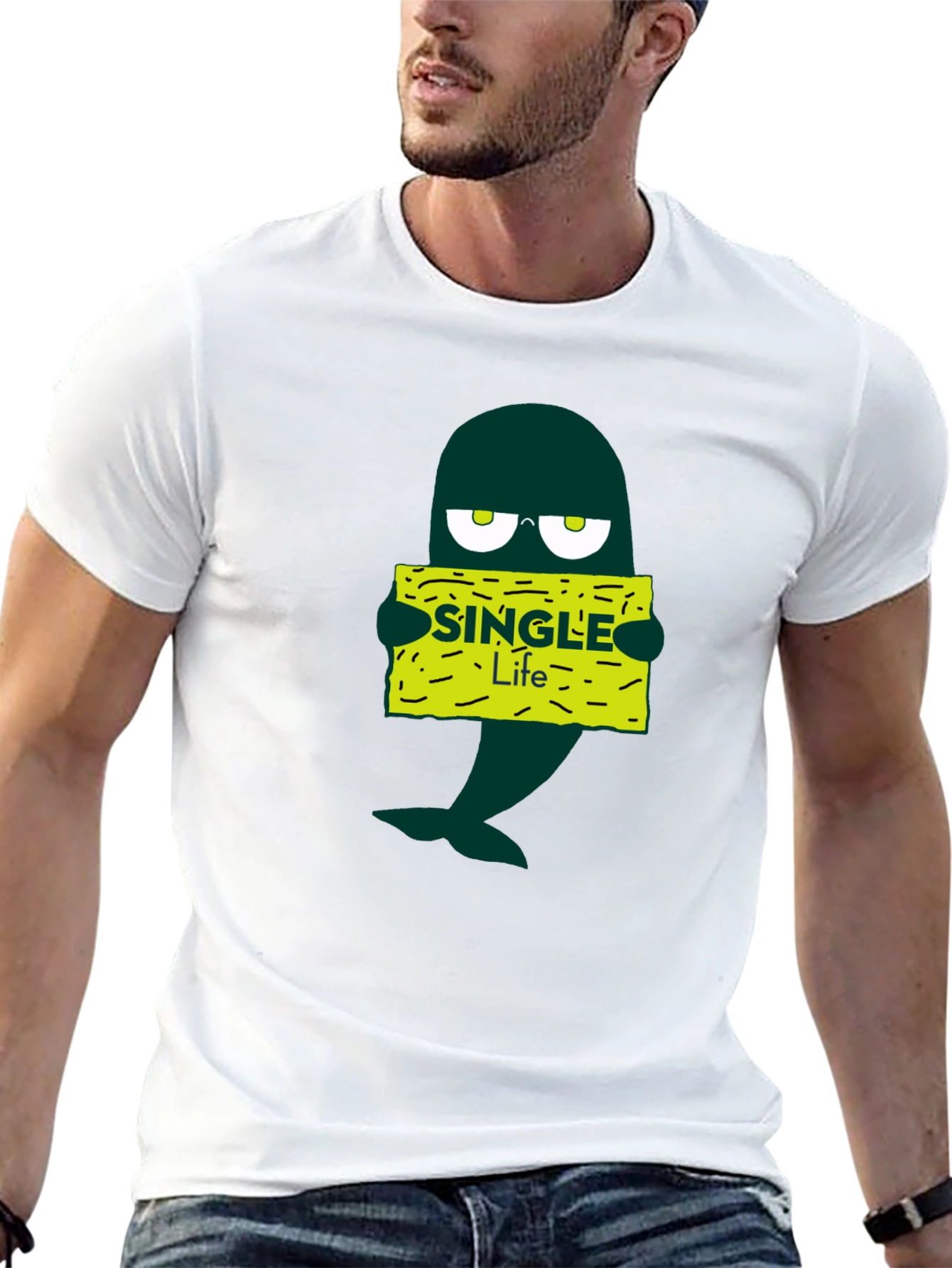 Single Life Cartoon T-Shirt - Black