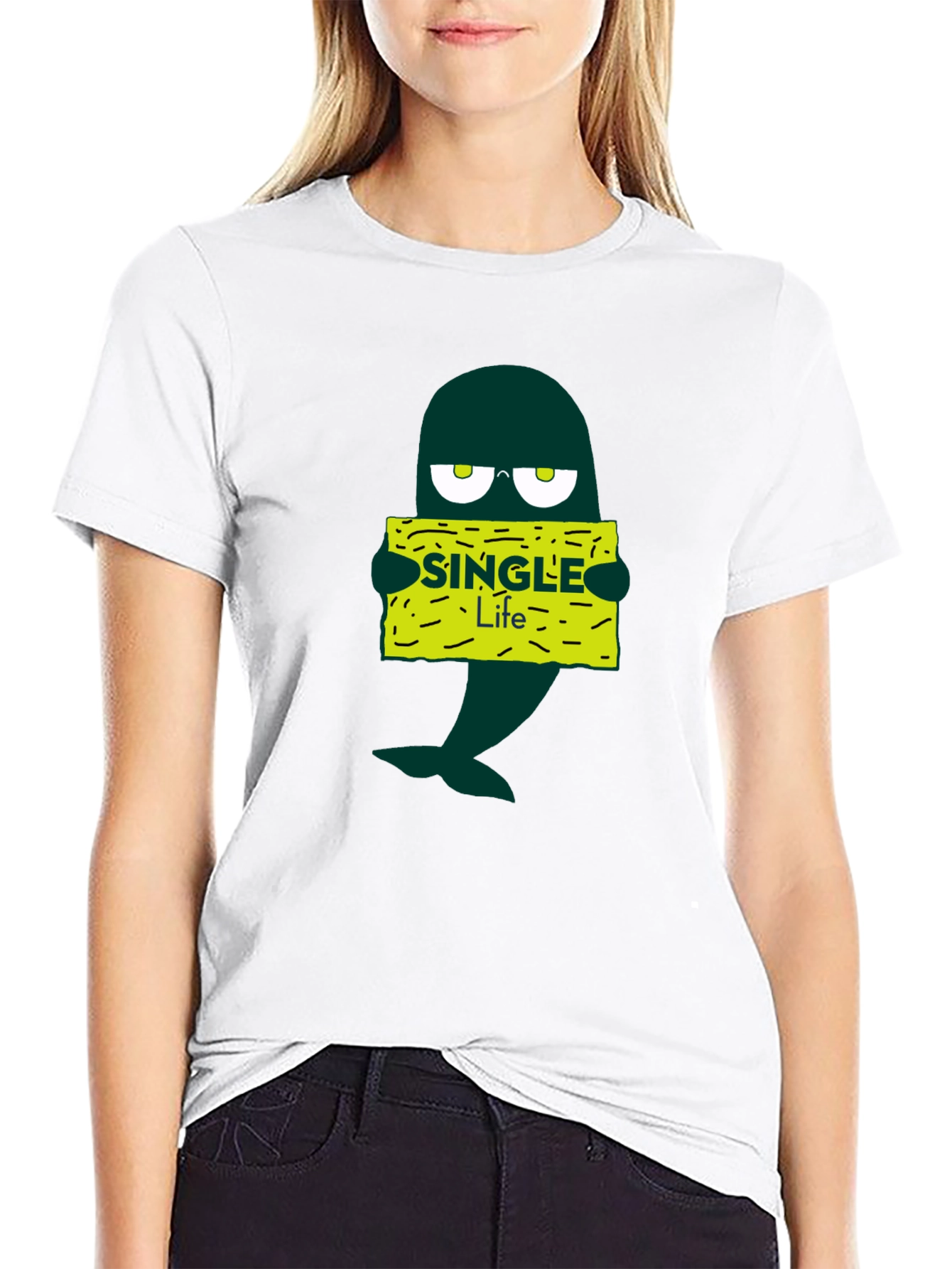 Single Life Cartoon T-Shirt - Black