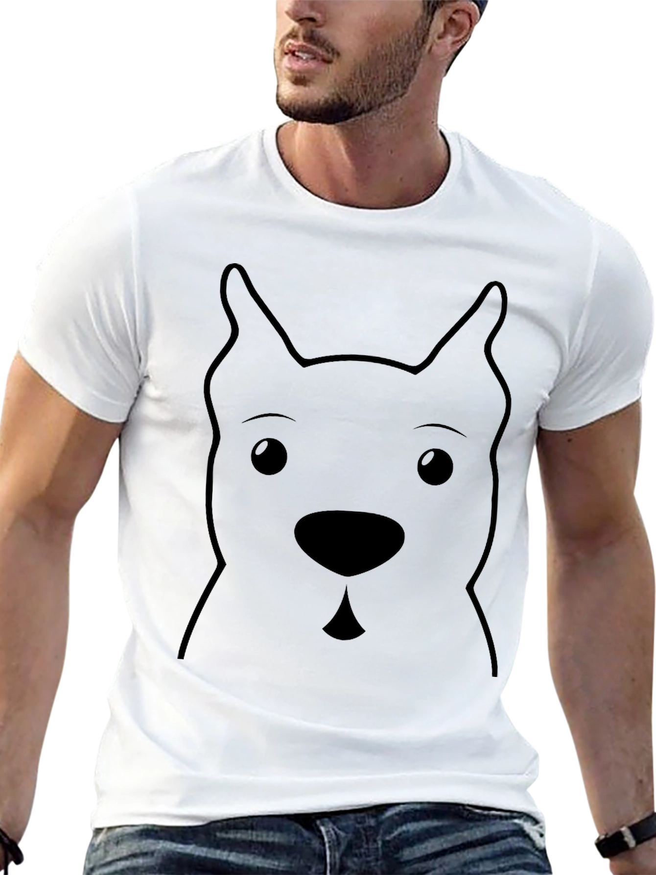 Dog Face Graphic Tee - Black Casual T-Shirt