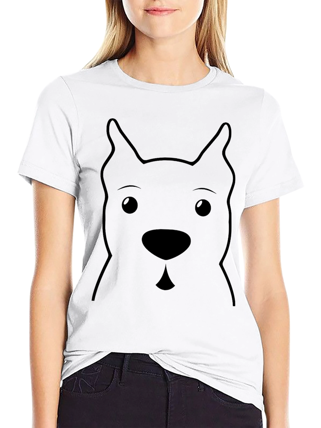 Dog Face Graphic Tee - Black Casual T-Shirt