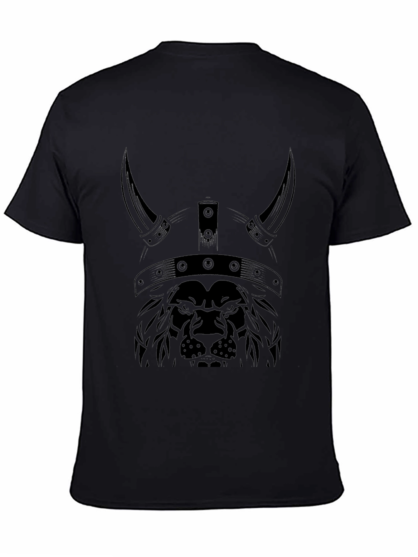 Lion Viking Helmet Graphic Tee - Black