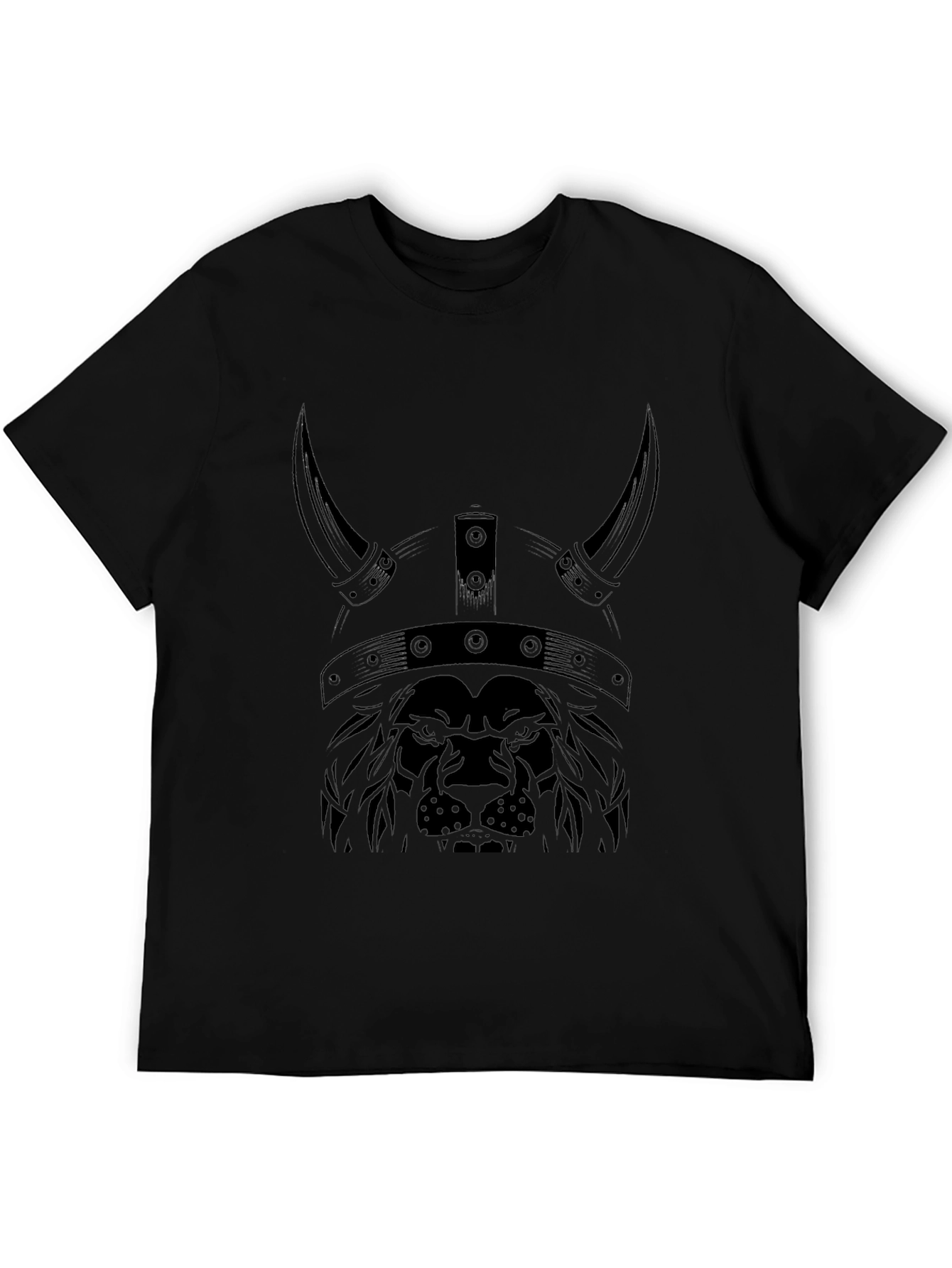 Lion Viking Helmet Graphic Tee - Black