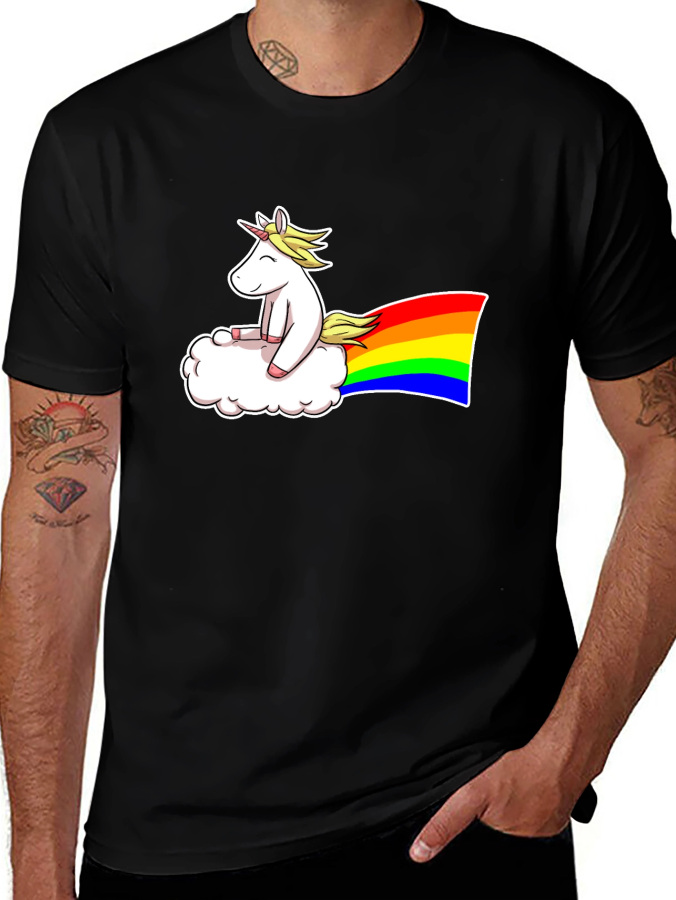 Unicorn Cloud Rainbow Graphic T-Shirt
