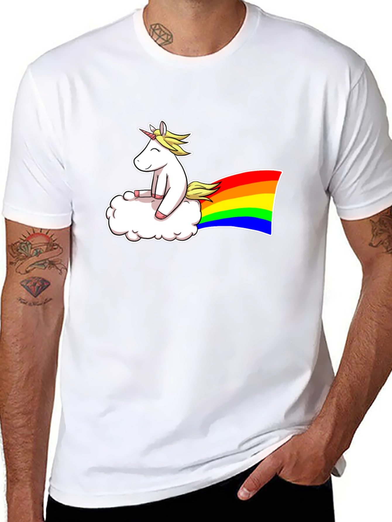 Unicorn Cloud Rainbow Graphic T-Shirt