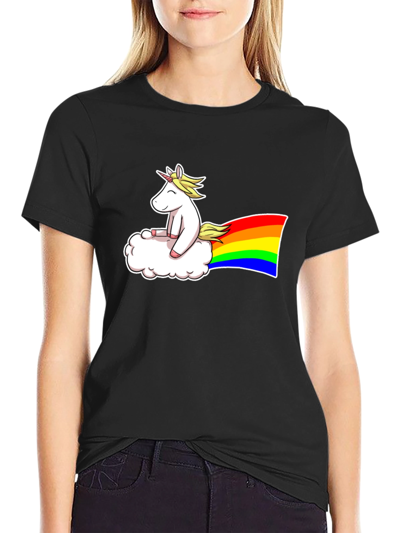 Unicorn Cloud Rainbow Graphic T-Shirt