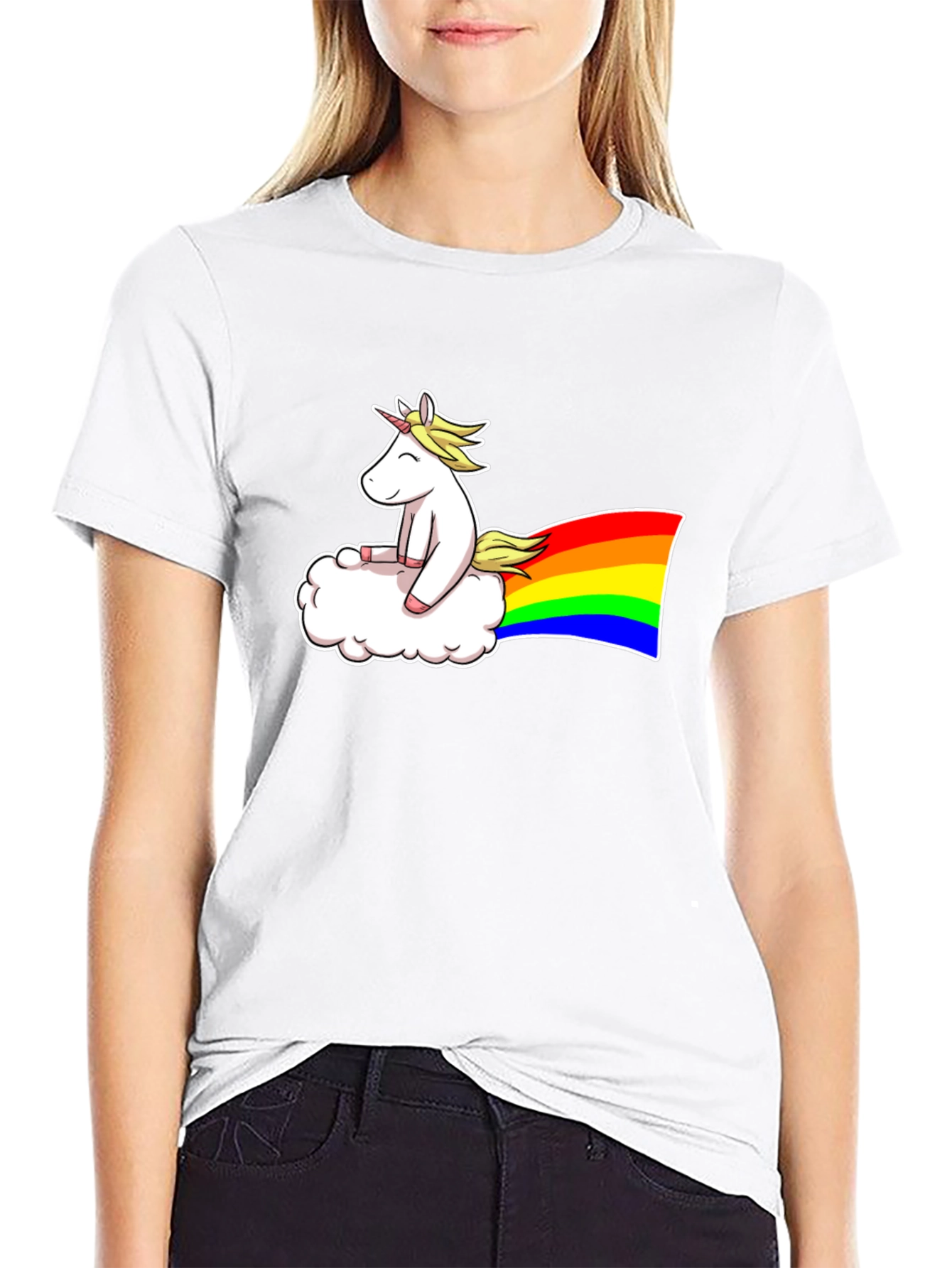 Unicorn Cloud Rainbow Graphic T-Shirt
