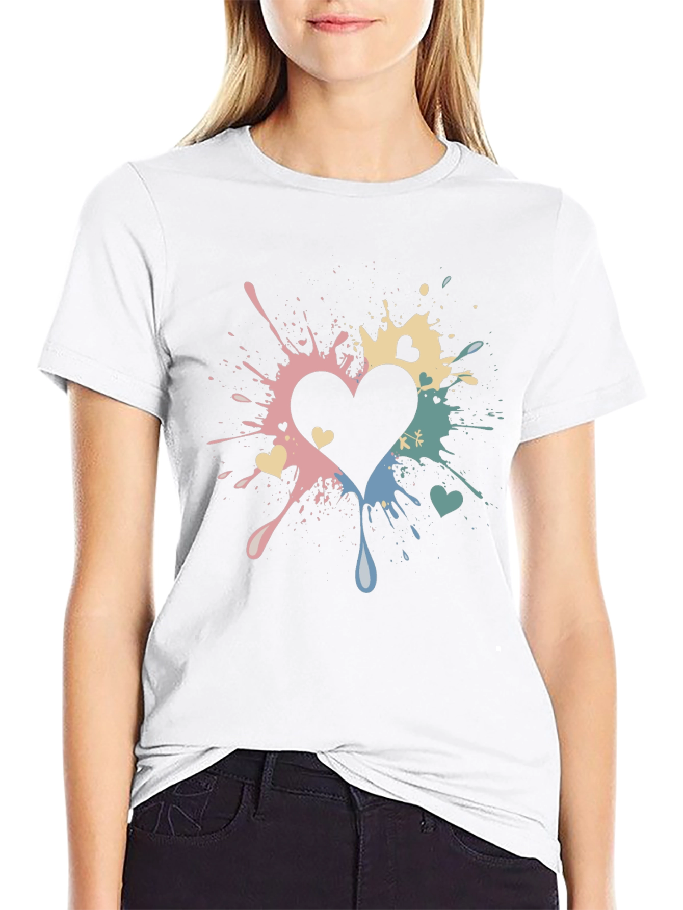 Heart Splatter Graphic T-Shirt