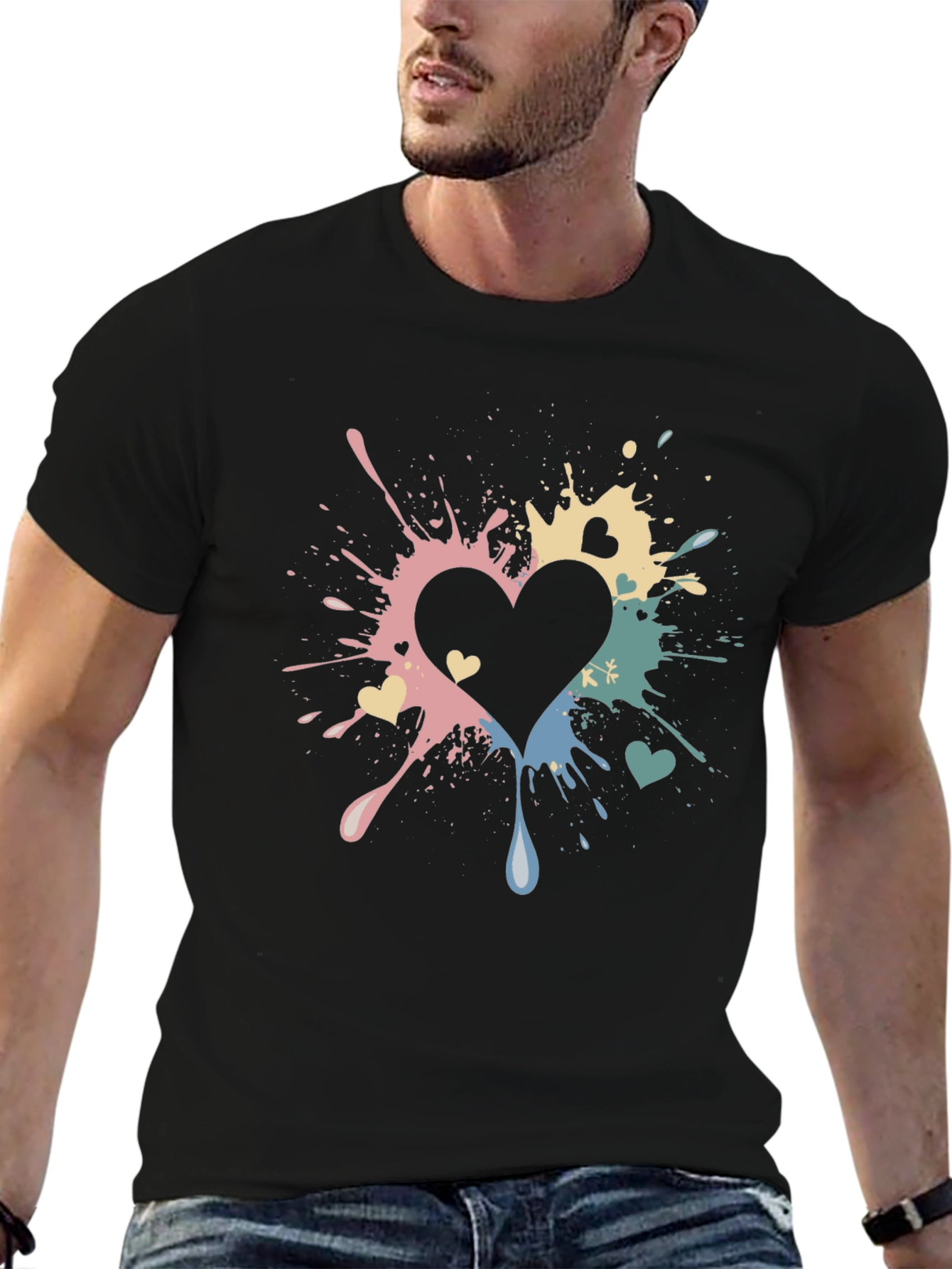 Heart Splatter Graphic T-Shirt