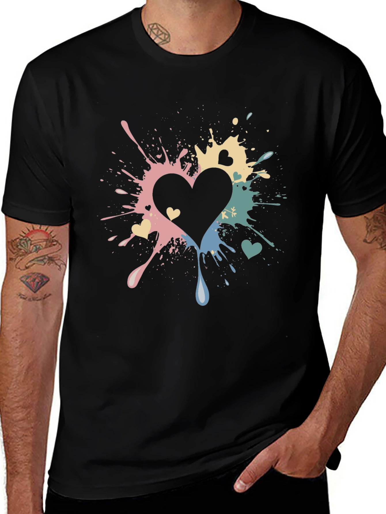 Heart Splatter Graphic T-Shirt