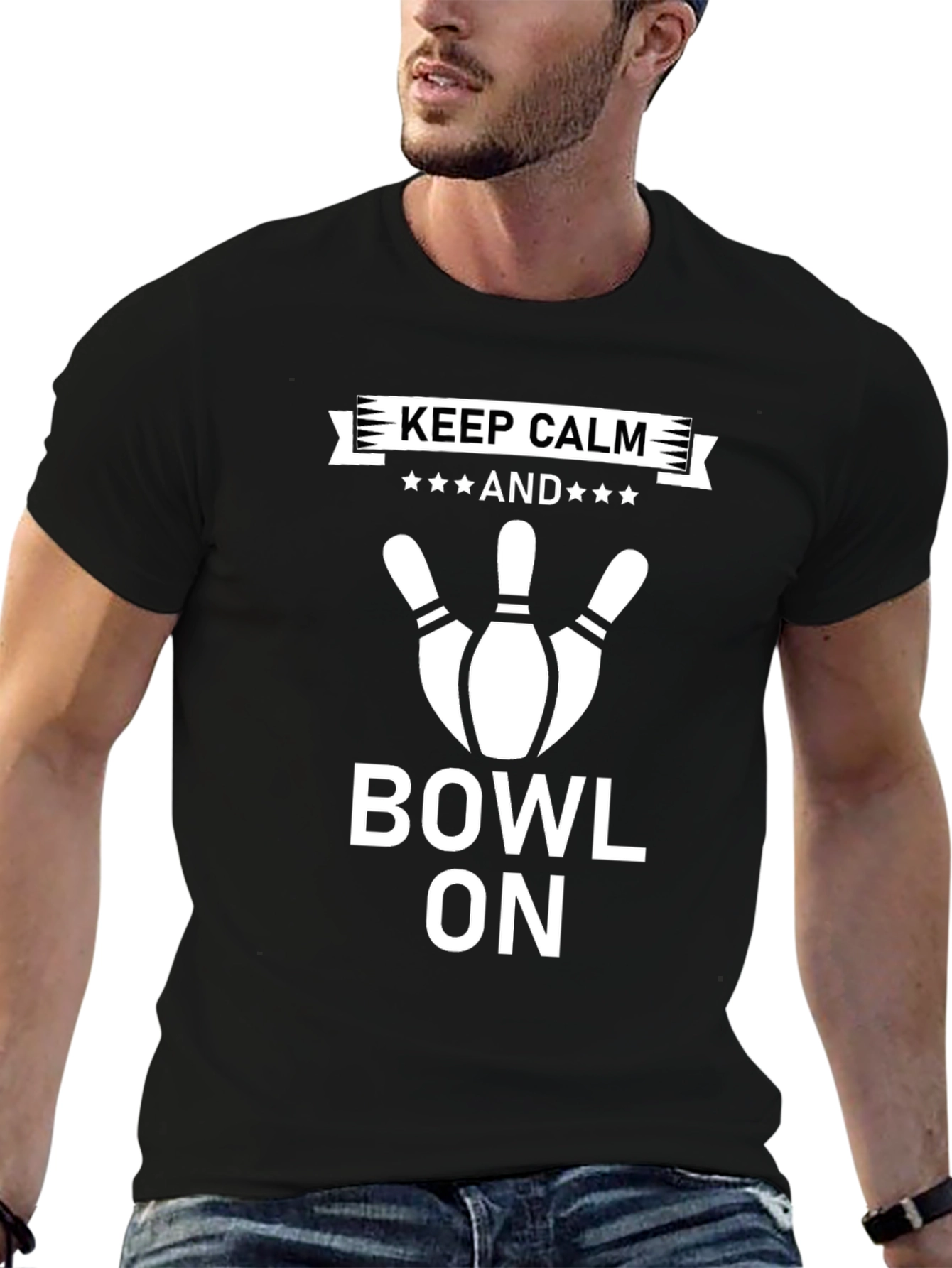 Keep Calm and Bowl On T-Shirt - Bowling Apparel