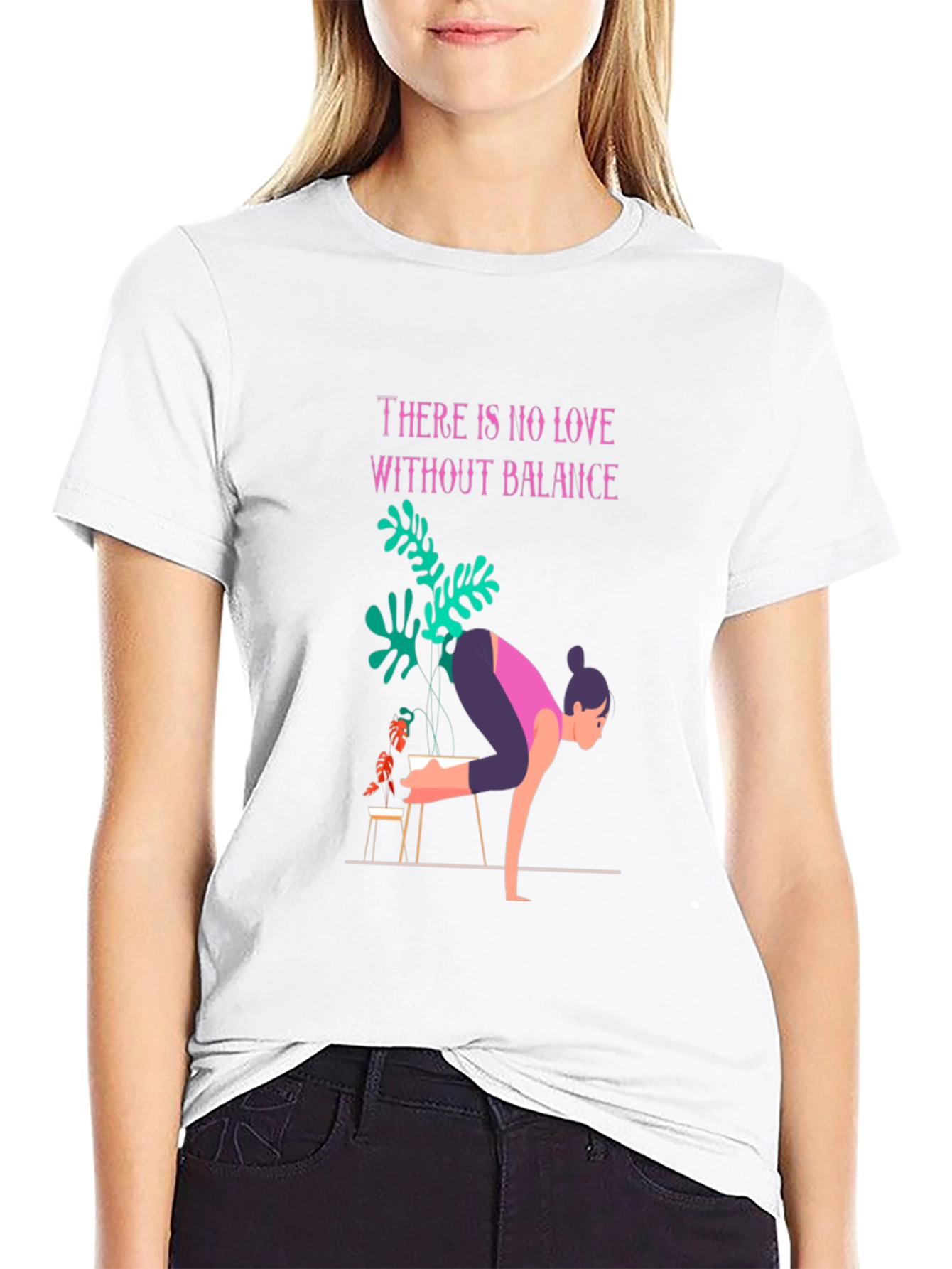 Balance Yoga Graphic Tee - Black Cotton T-Shirt