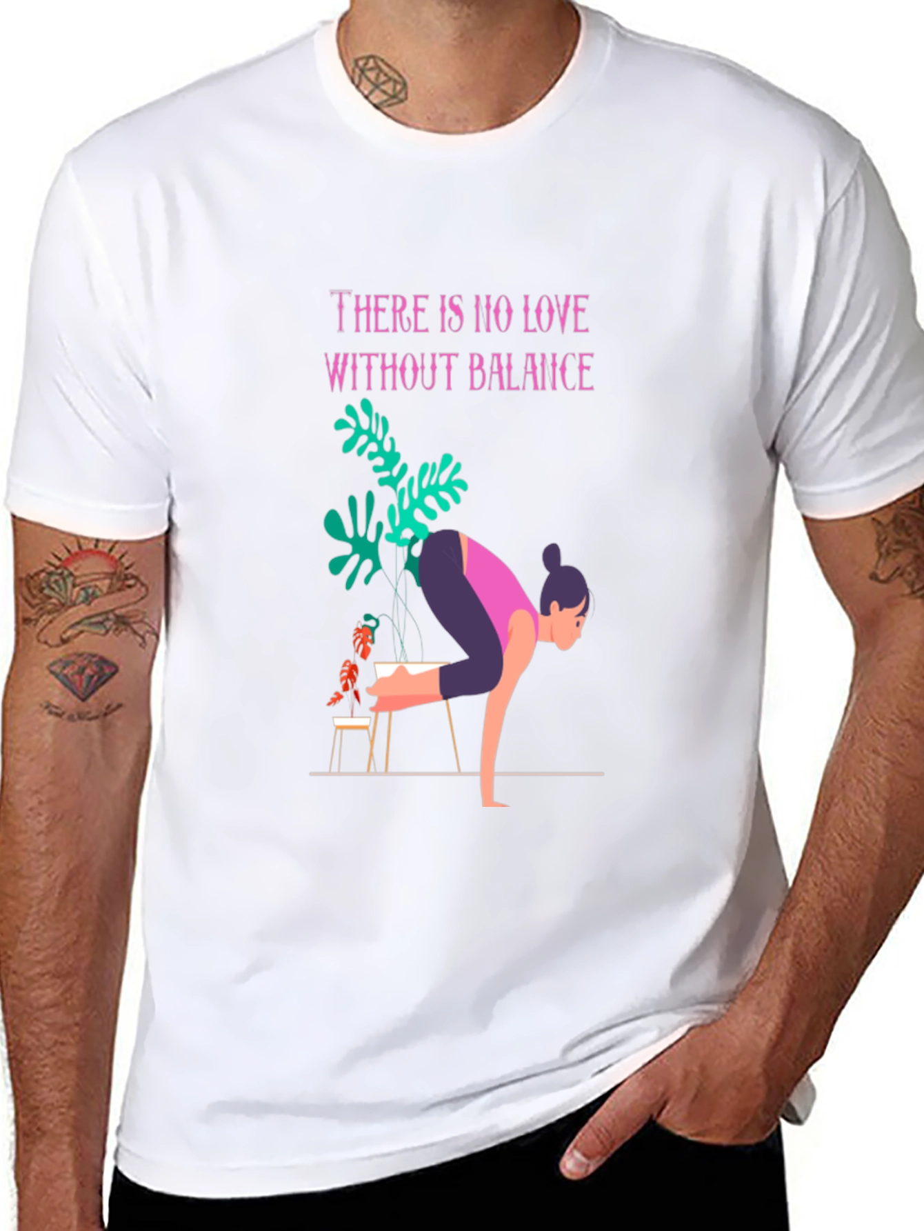 Balance Yoga Graphic Tee - Black Cotton T-Shirt