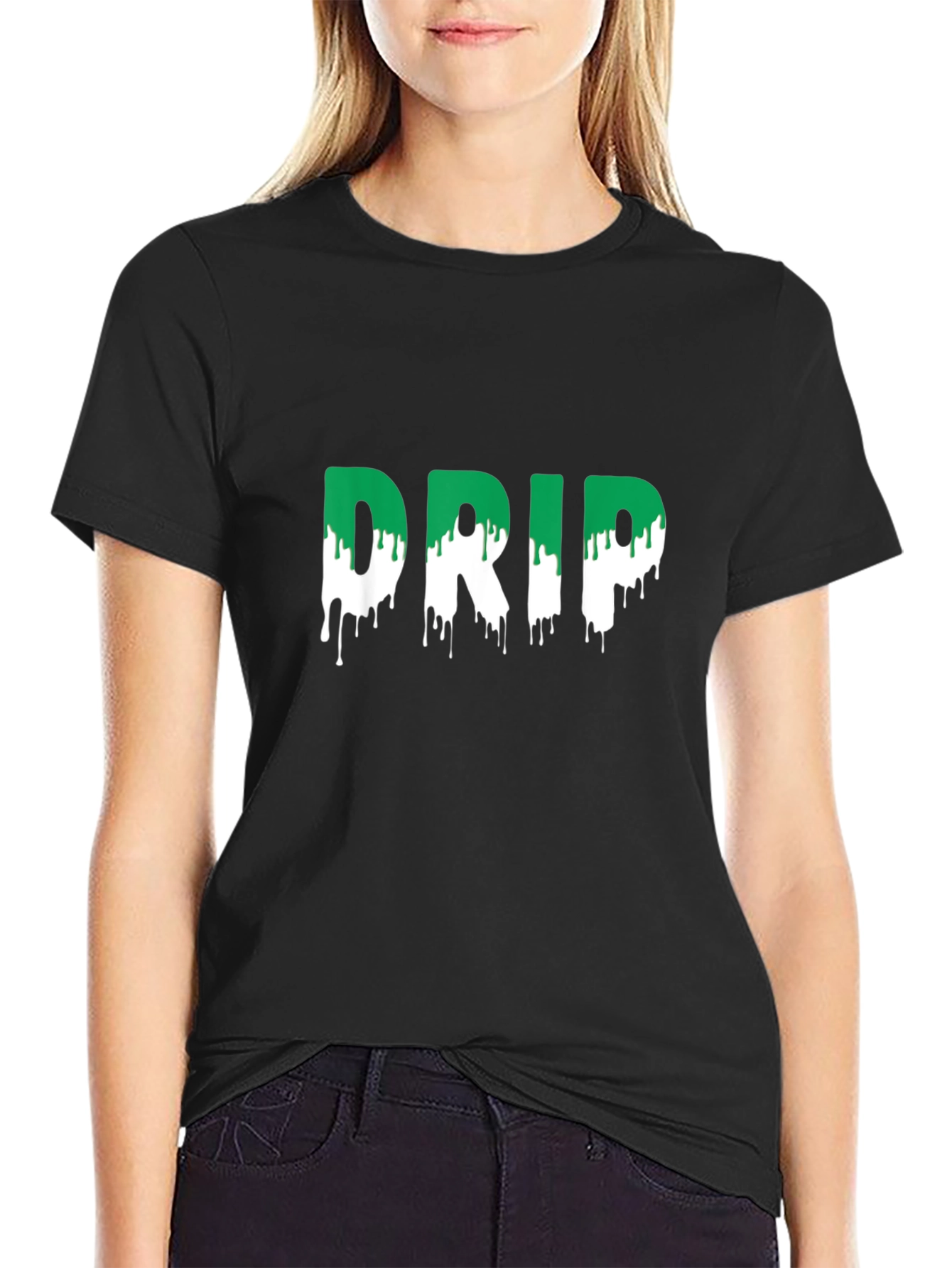 Drip Tee - Stylish Green and White Design
