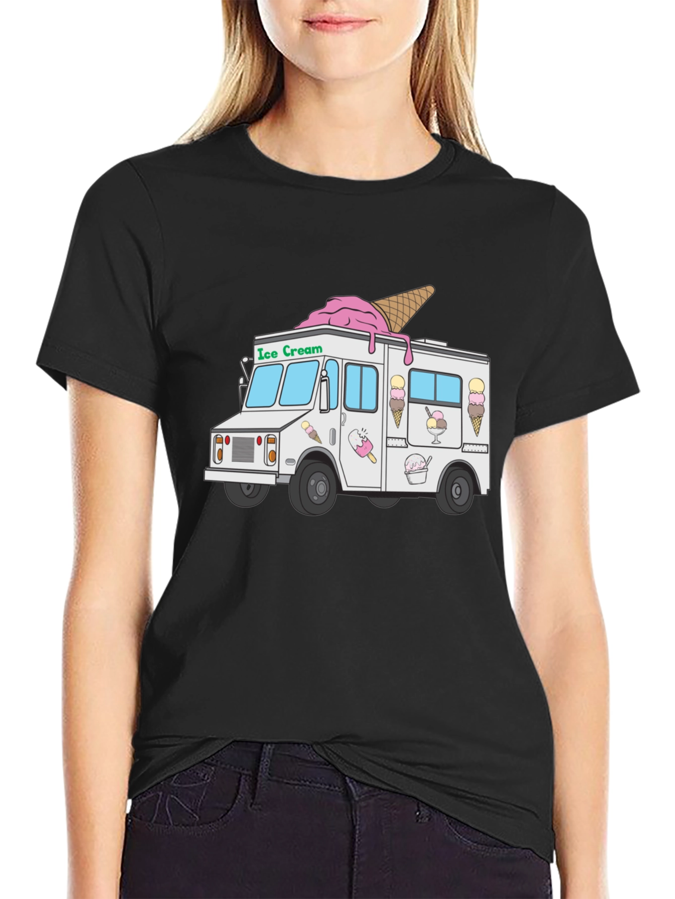 Ice Cream Truck Graphic T-Shirt - Black