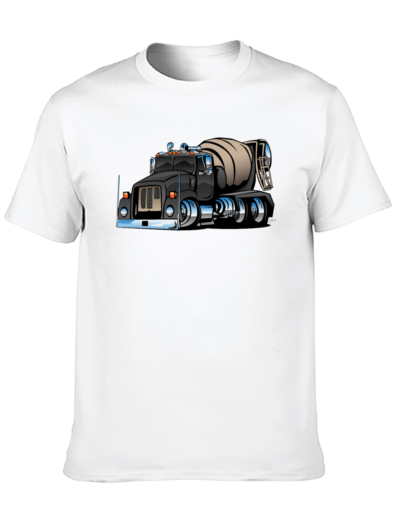 Cartoon Cement Truck Black T-Shirt