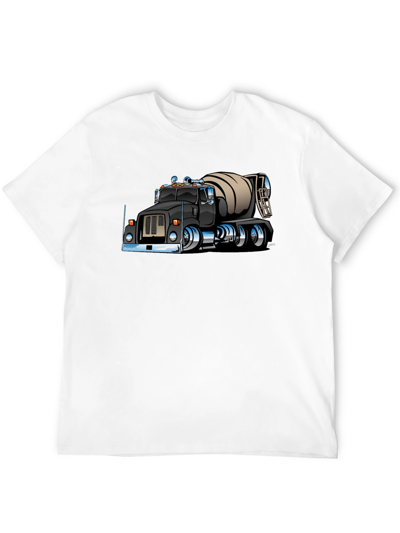 Cartoon Cement Truck Black T-Shirt