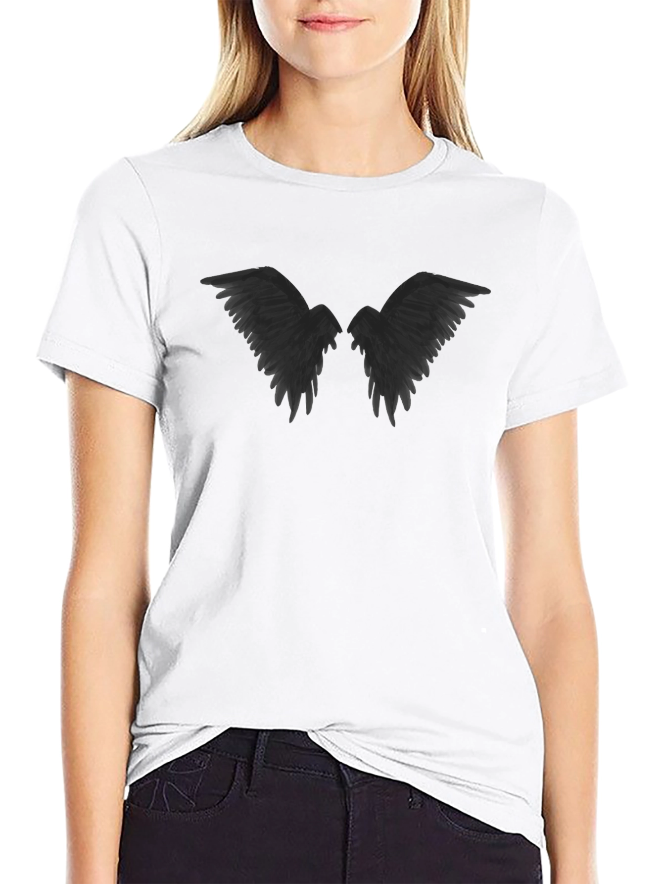 Raven Wings Graphic Tee - Gothic Style Black T-Shirt