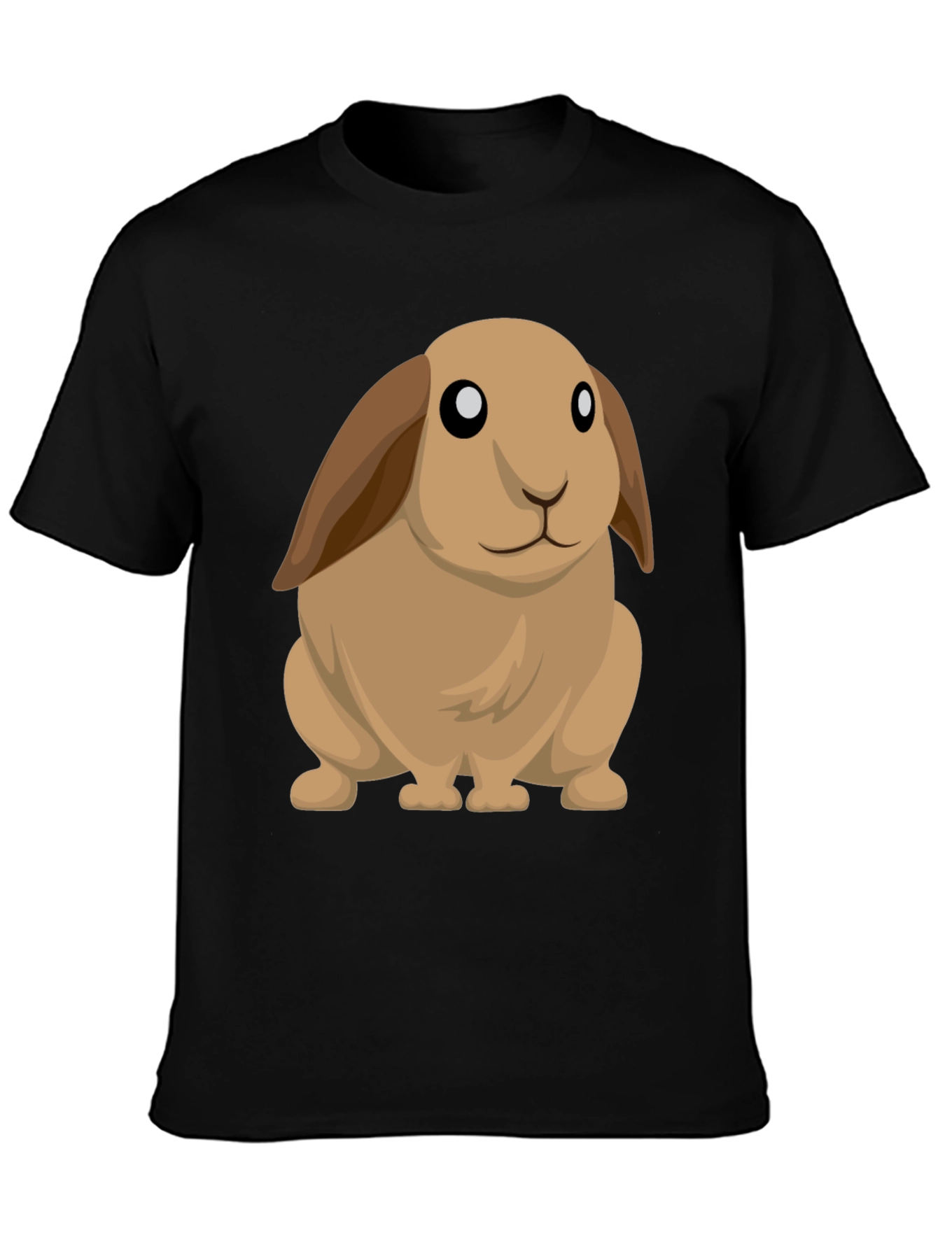 Cute Cartoon Bunny Rabbit Black T-Shirt