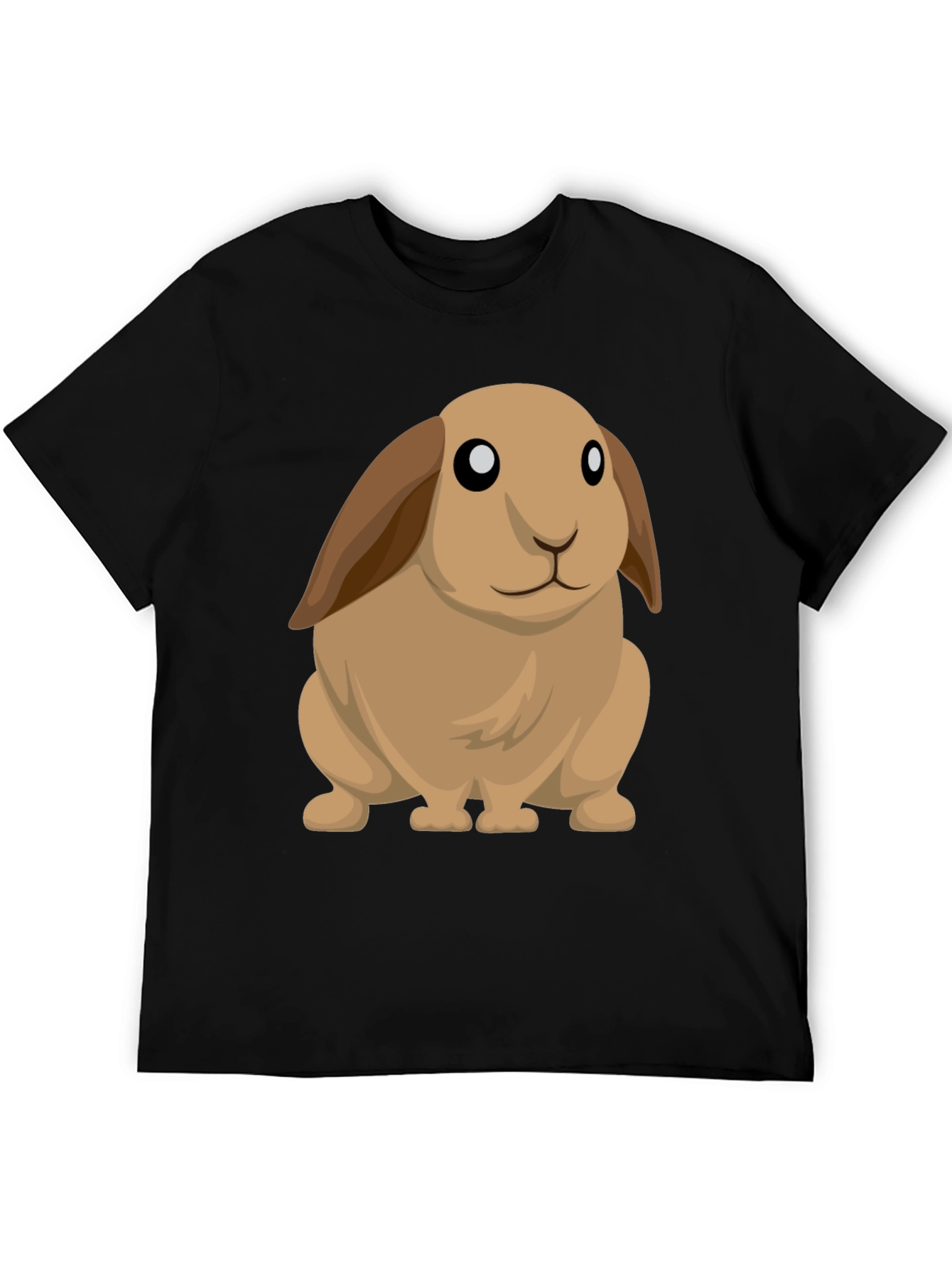 Cute Cartoon Bunny Rabbit Black T-Shirt