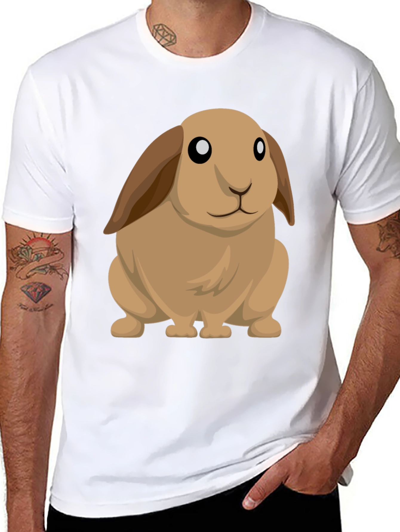 Cute Cartoon Bunny Rabbit Black T-Shirt