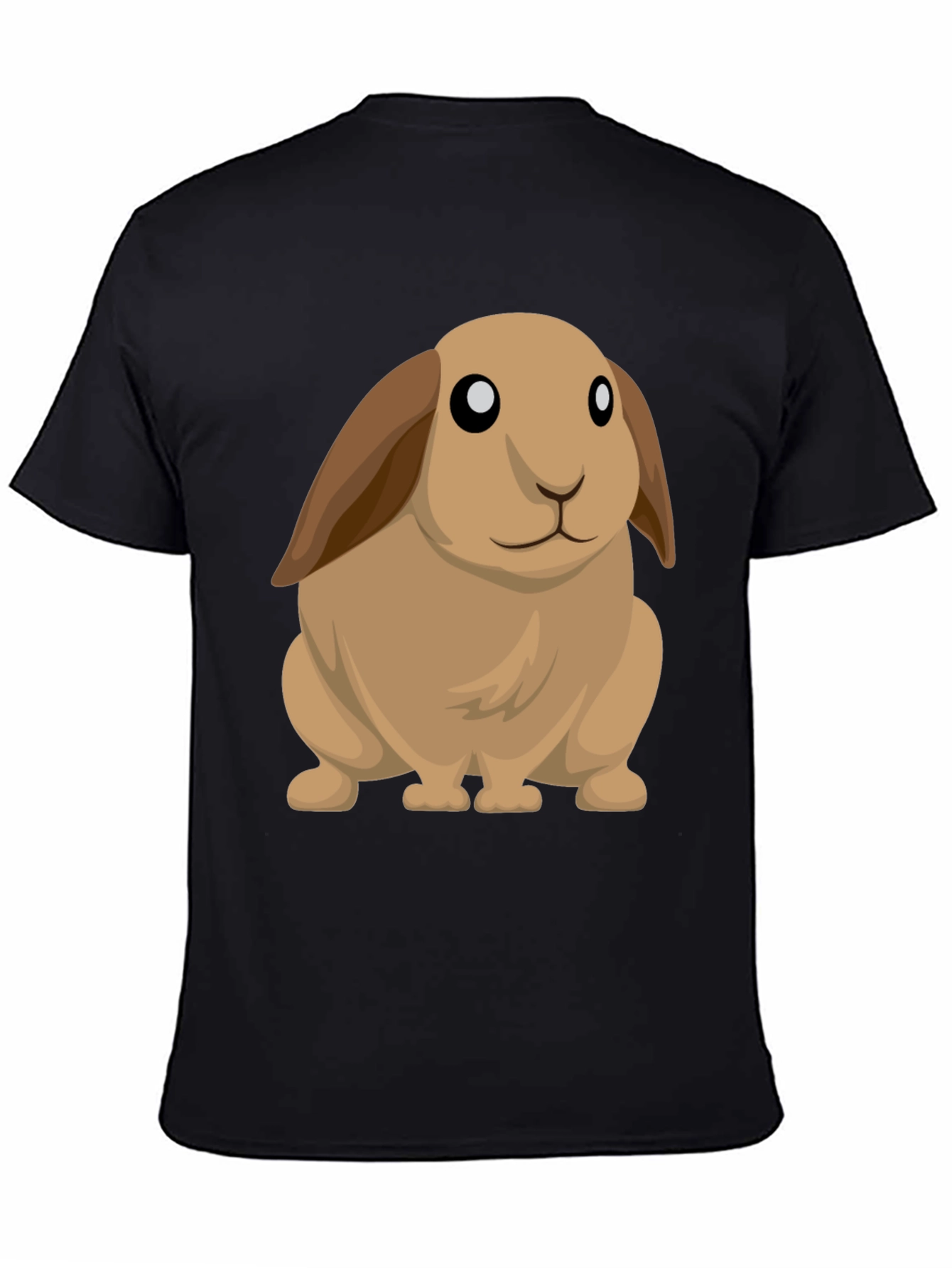 Cute Cartoon Bunny Rabbit Black T-Shirt