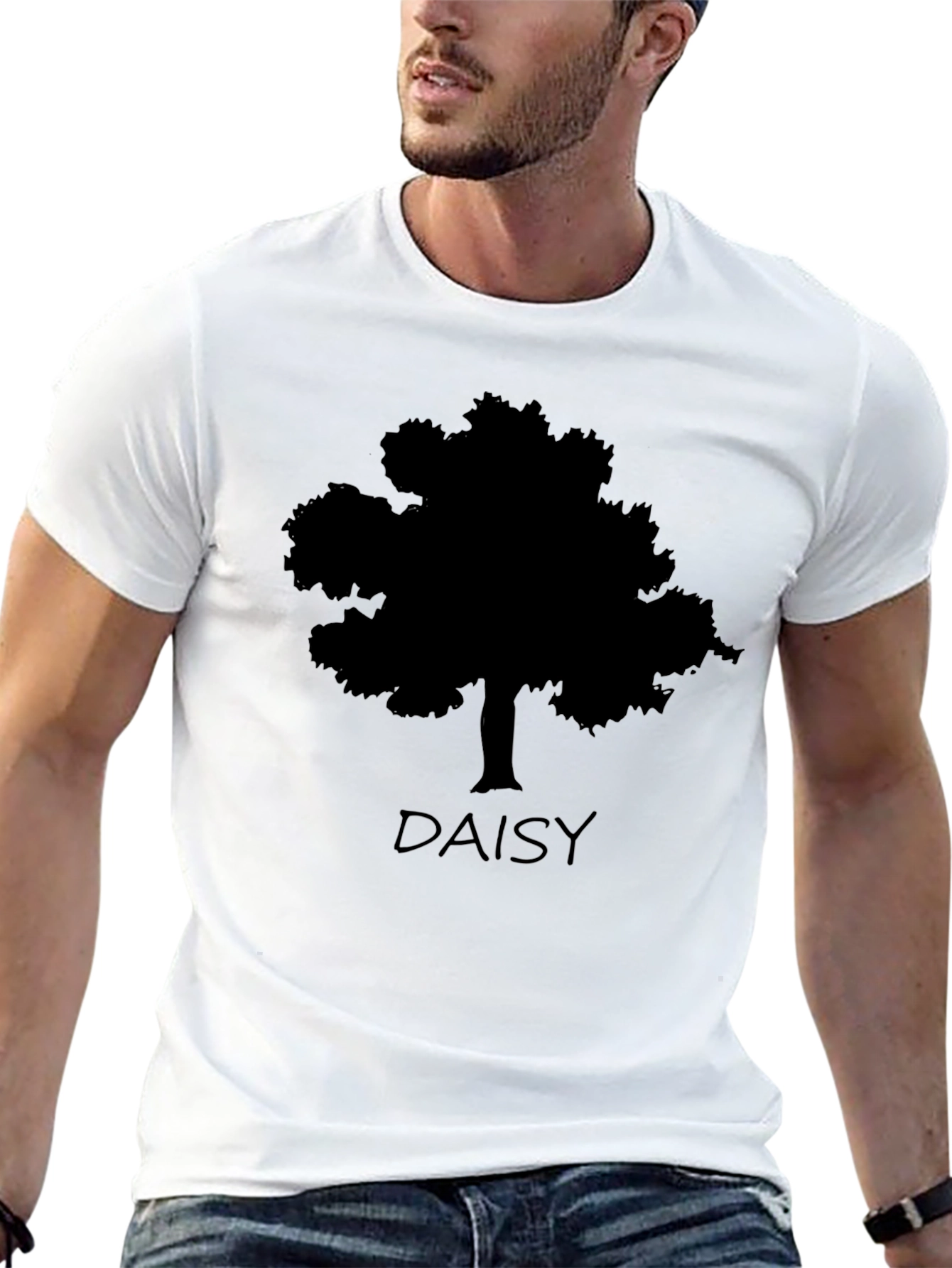 Daisy Tree Silhouette Black T-Shirt