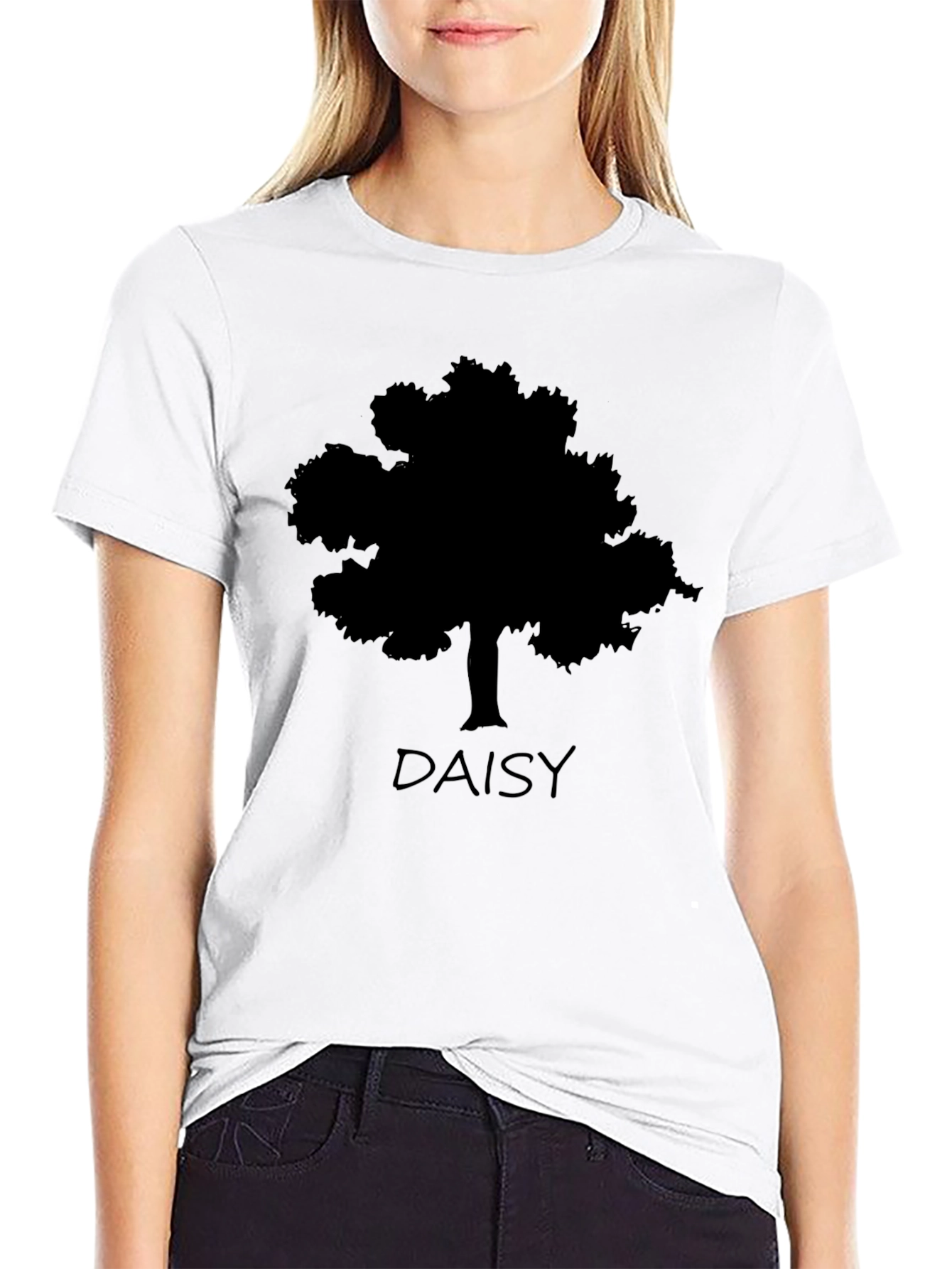 Daisy Tree Silhouette Black T-Shirt