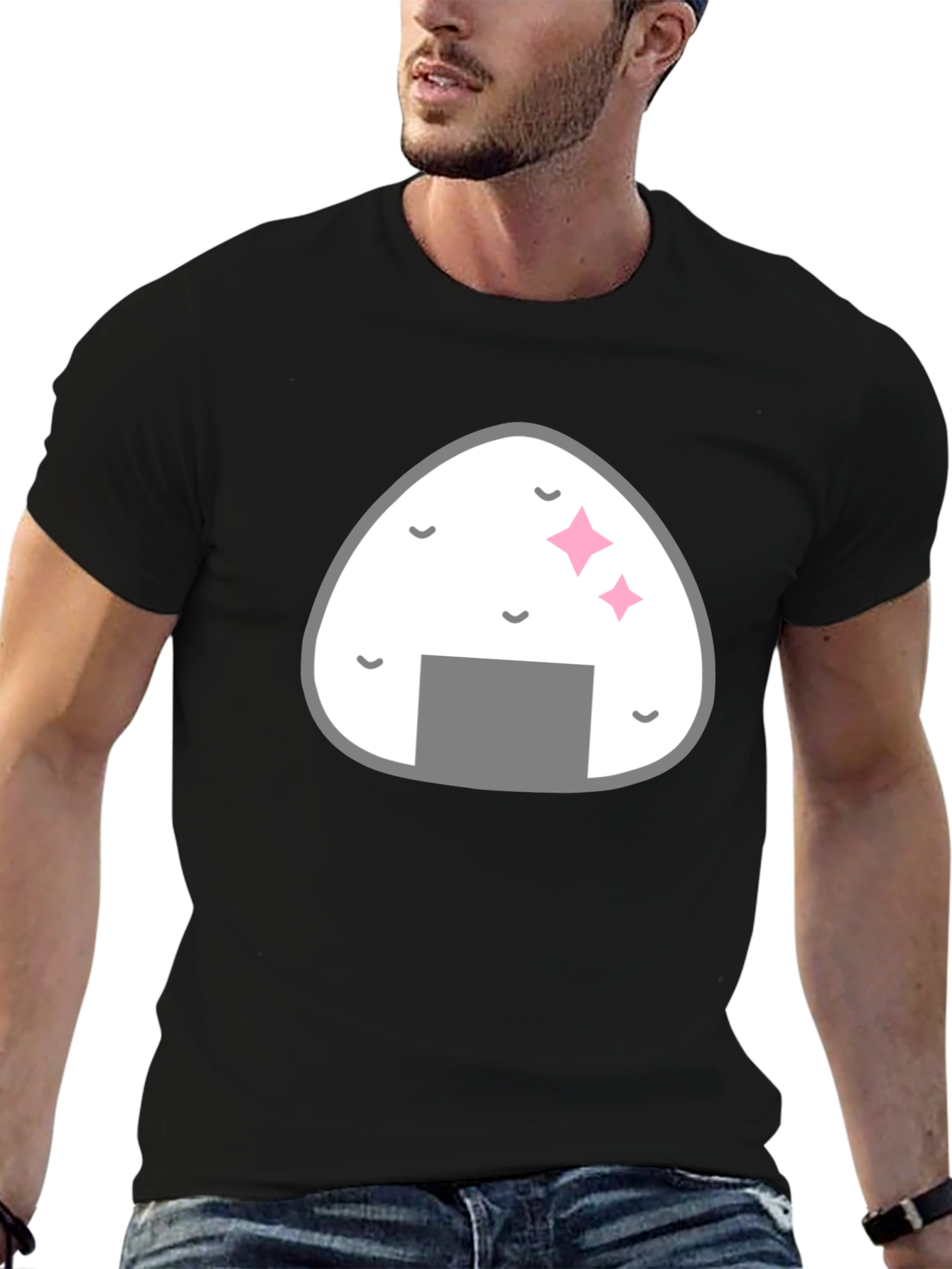 Onigiri Graphic Black T-Shirt - Foodie Fashion