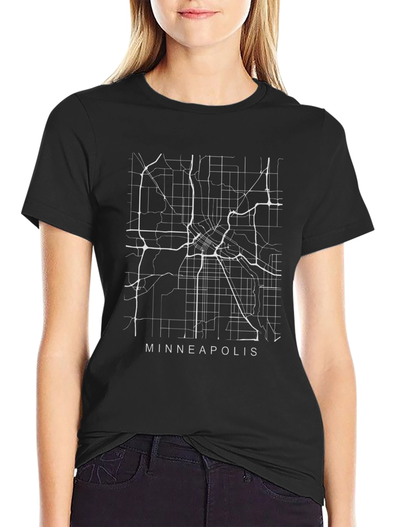 Minneapolis Map T-Shirt - City Streets Design