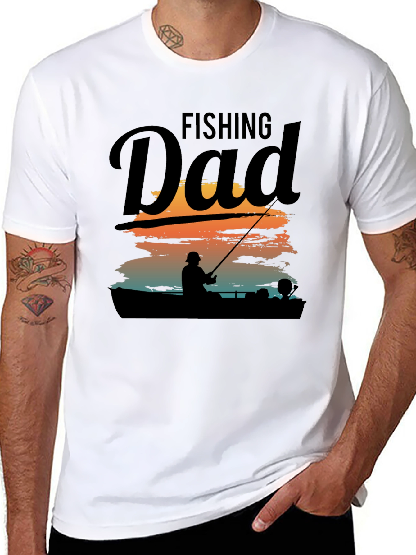 Fishing Dad Graphic Tee - Black