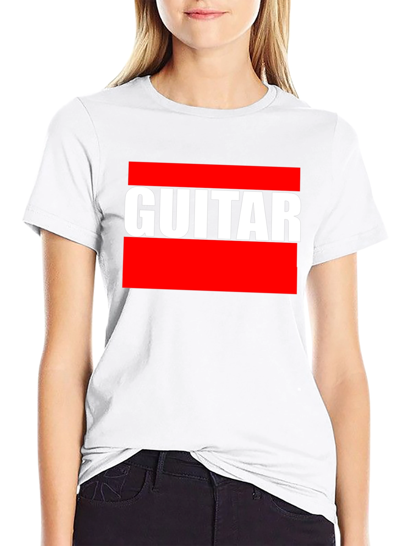 Guitar T-Shirt - Bold Red and White Design