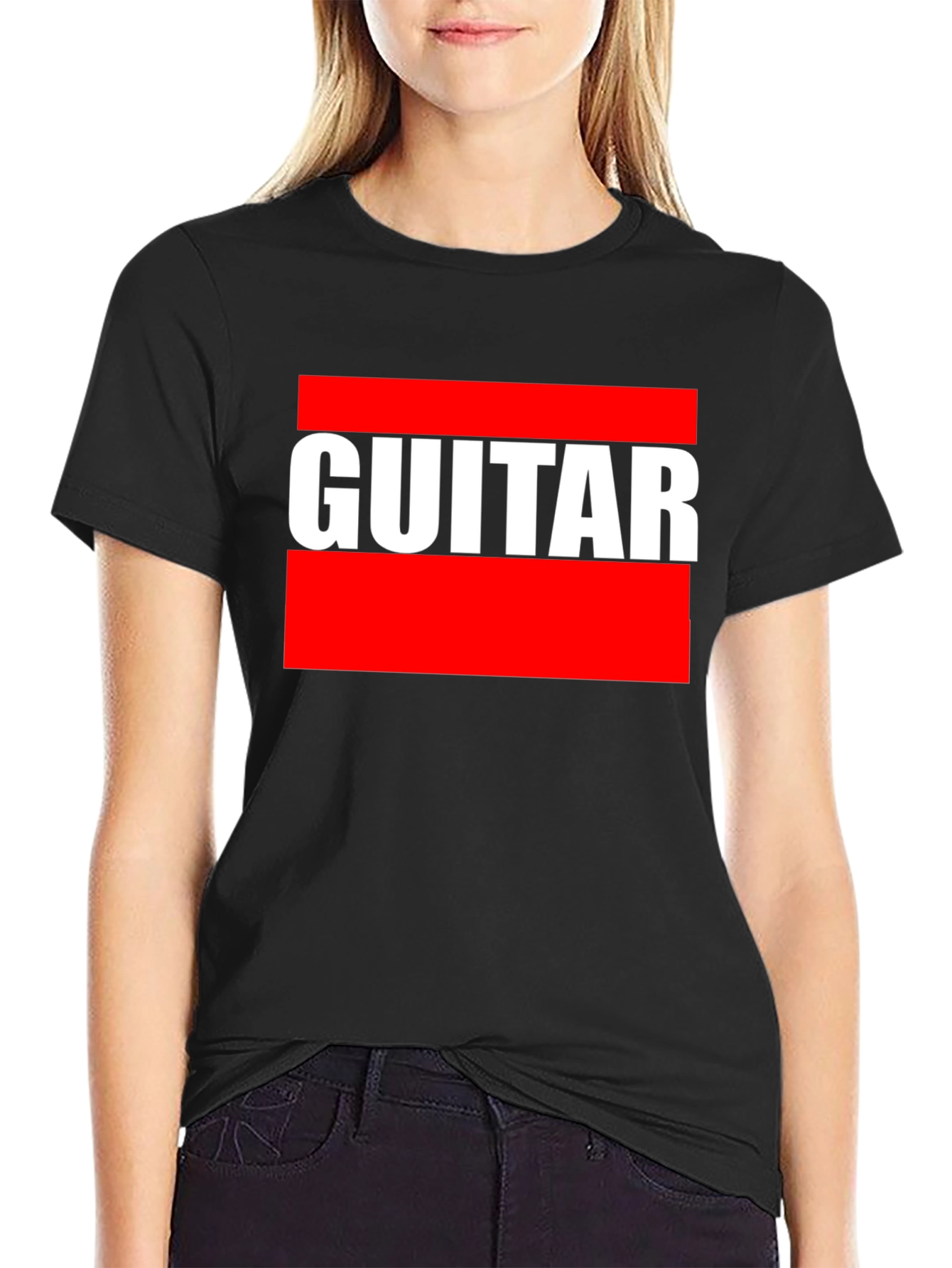 Guitar T-Shirt - Bold Red and White Design