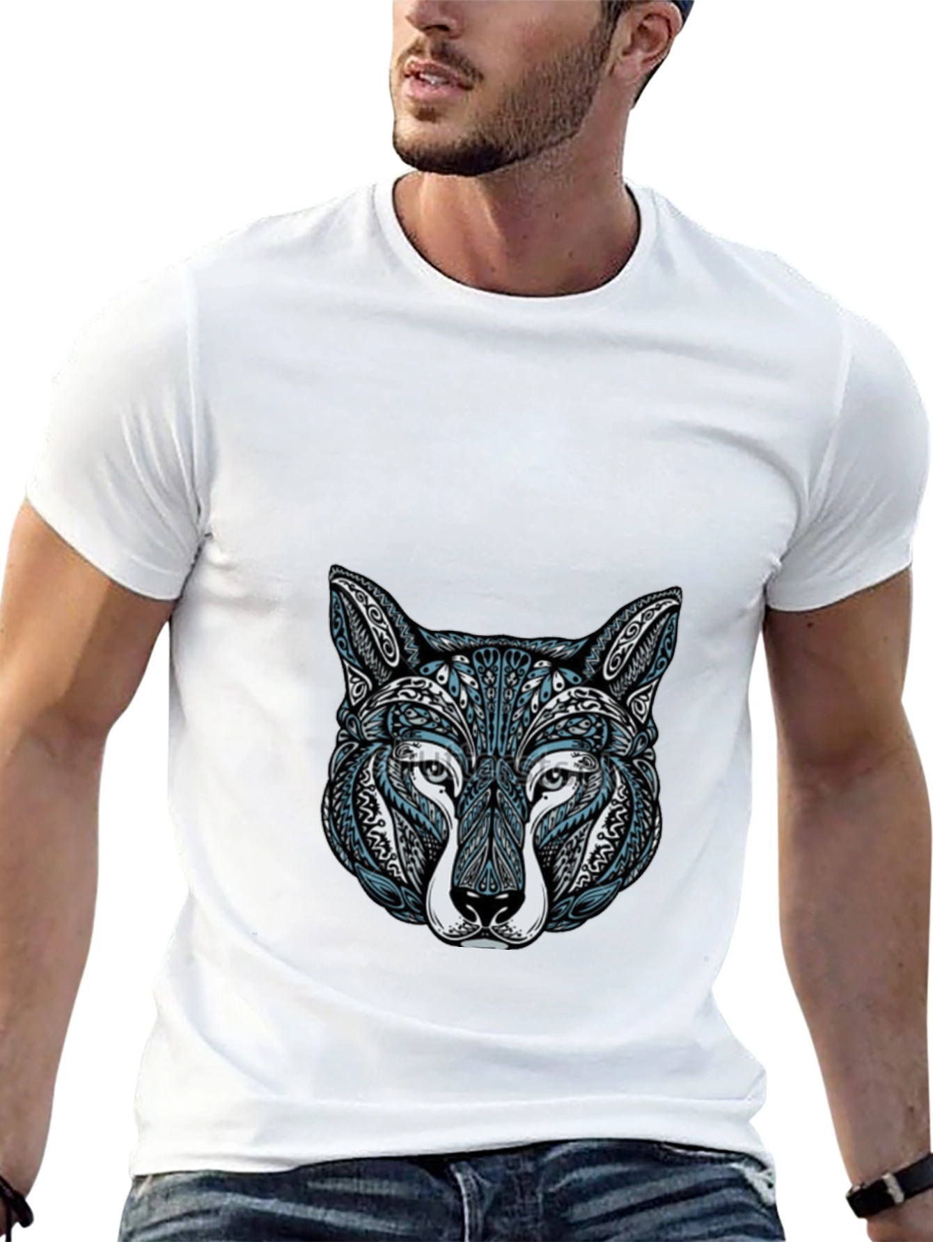 Wolf Head Graphic Tee - Stylish Mens T-Shirt