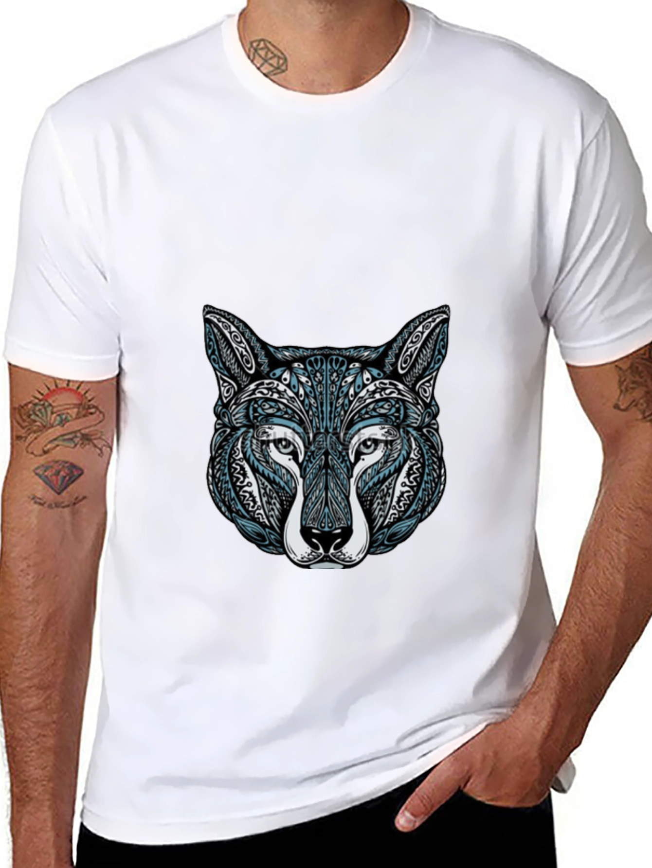 Wolf Head Graphic Tee - Stylish Mens T-Shirt