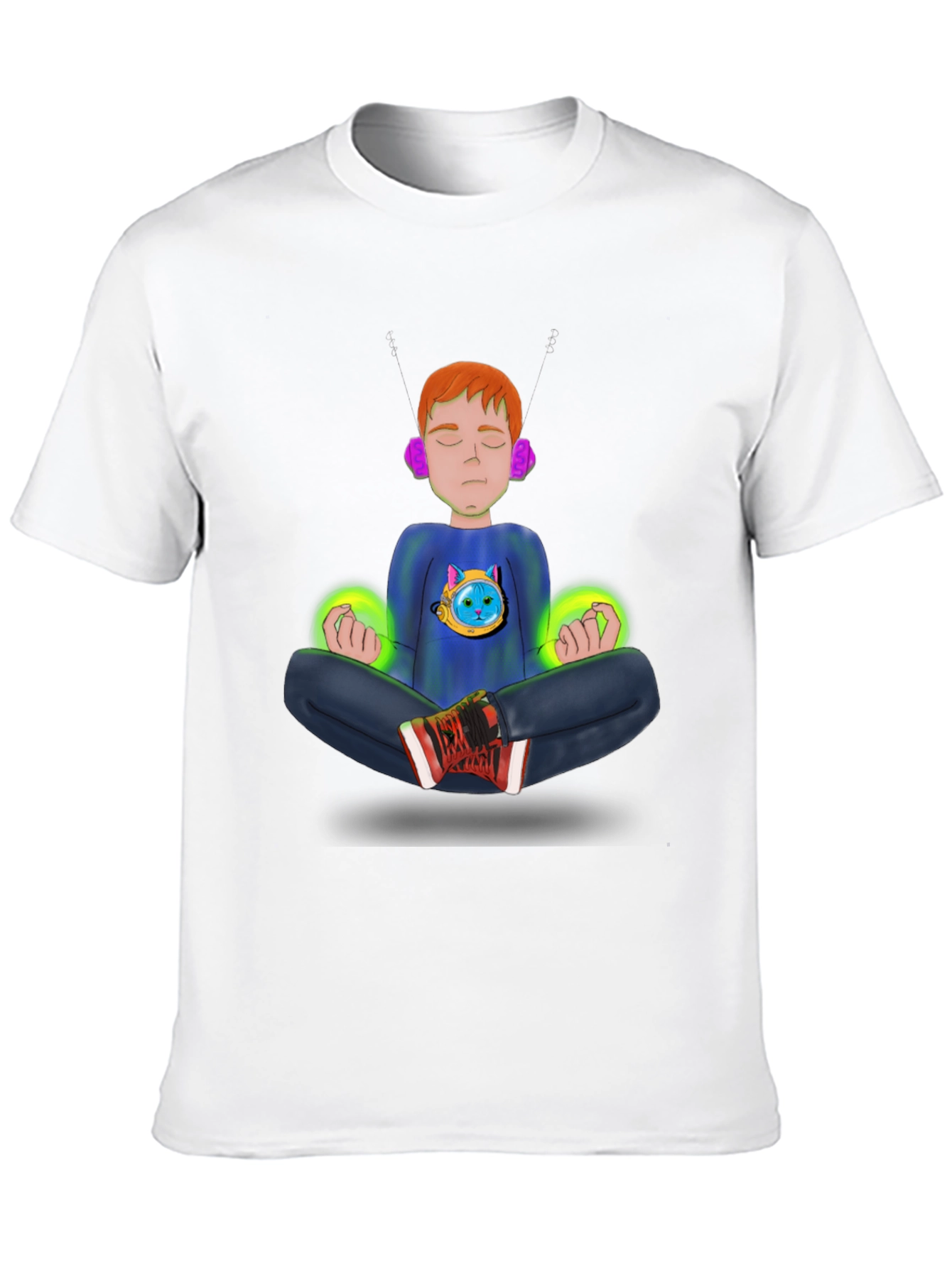 Meditating Astronaut Cat Graphic Tee