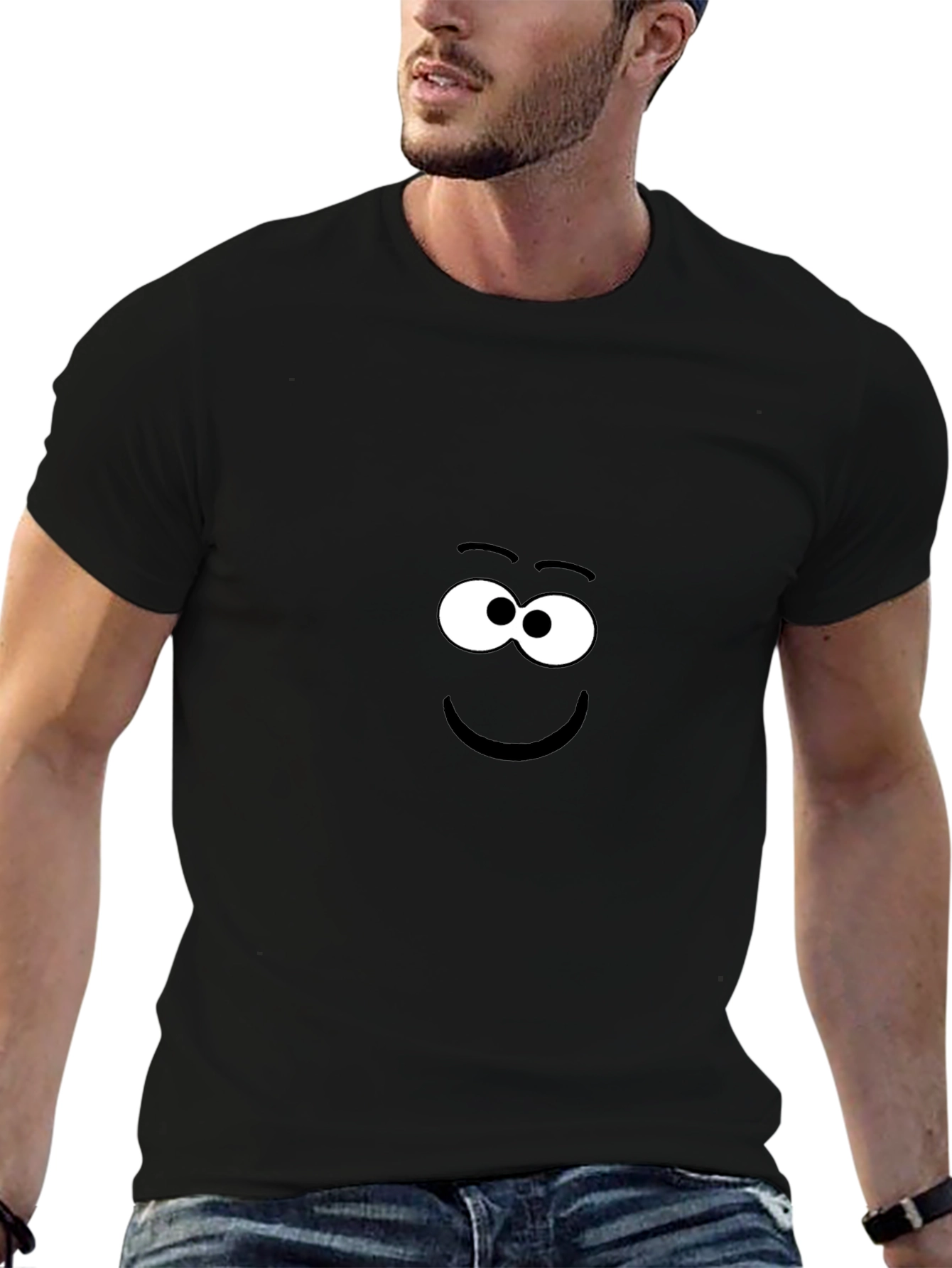 Funny Face Black T-Shirt - Whimsical Graphic Tee