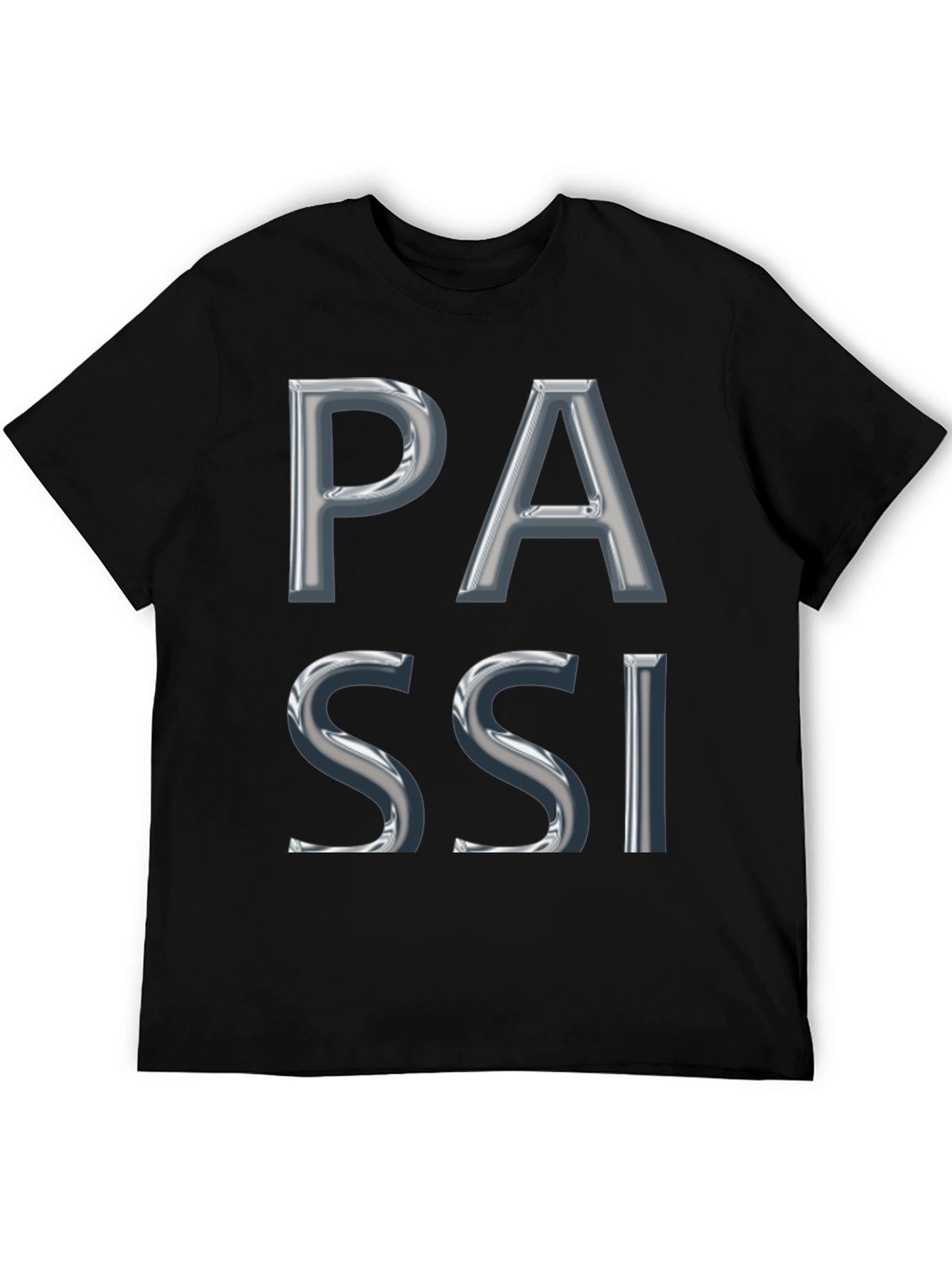 PASSI Graphic Tee - Bold Silver Chrome Lettering