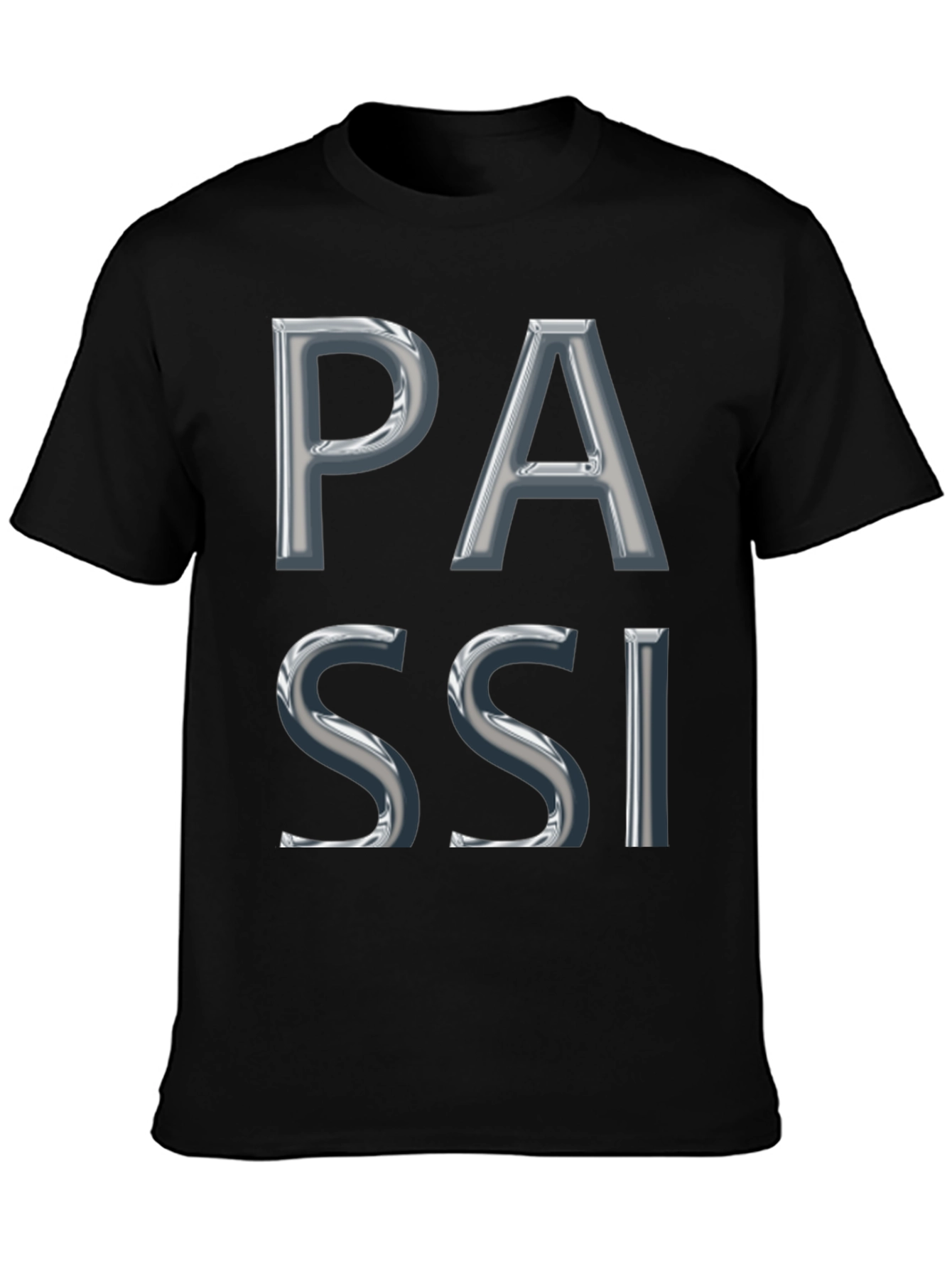 PASSI Graphic Tee - Bold Silver Chrome Lettering