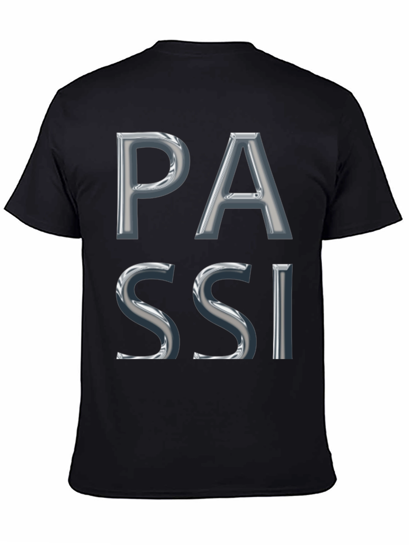 PASSI Graphic Tee - Bold Silver Chrome Lettering