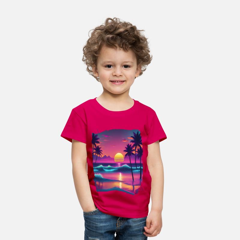 80s AI Airbrushed Beach Scene -Kids Shirts